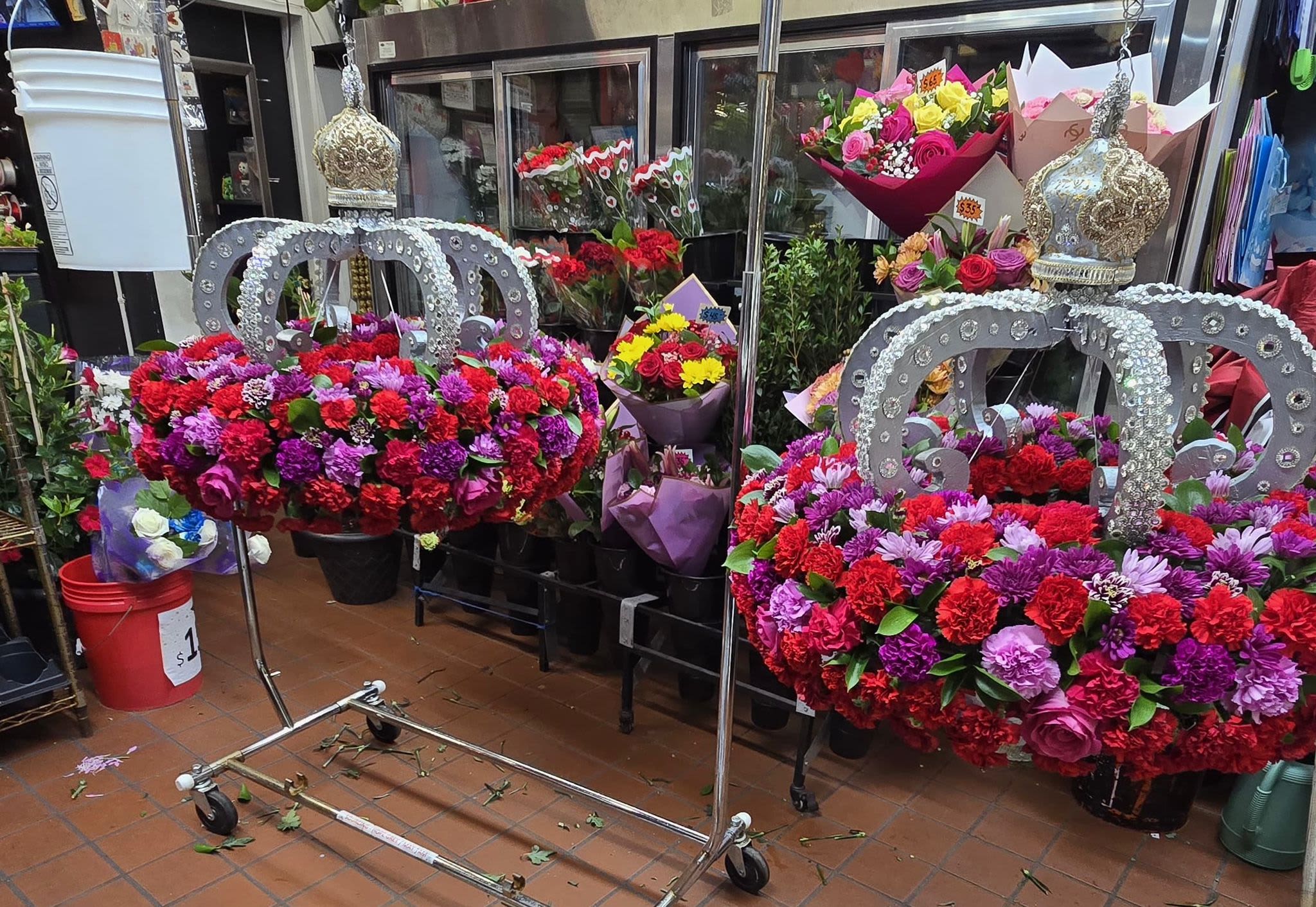 Mixed Hanging Floral Arrangment (No Base Included) - (Chandelier included by client in the example picture)(No Chandelier included) ($300 per arrangement)