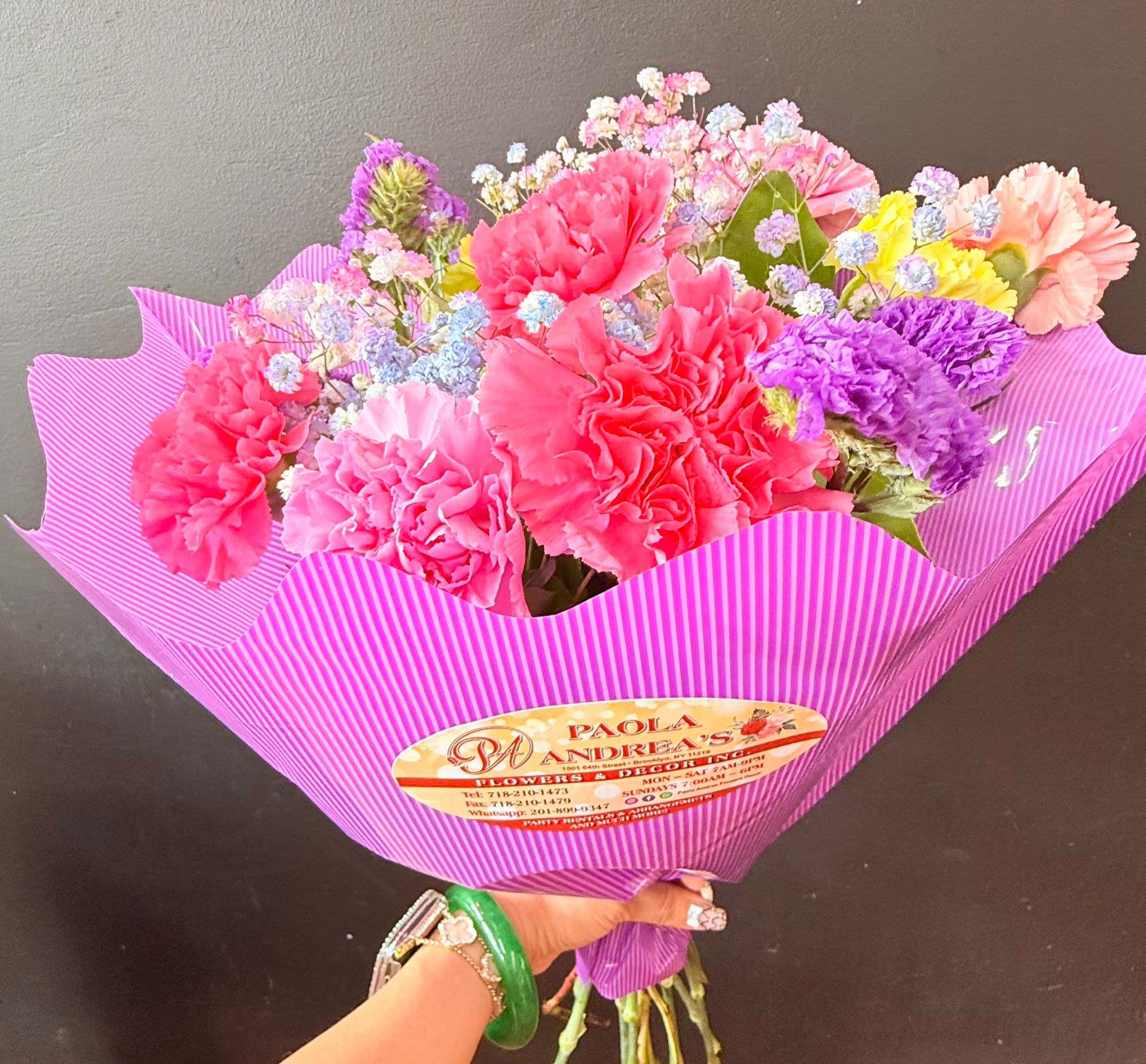 Cheery April Mix Carn Bouquet -  (Colors always vary)