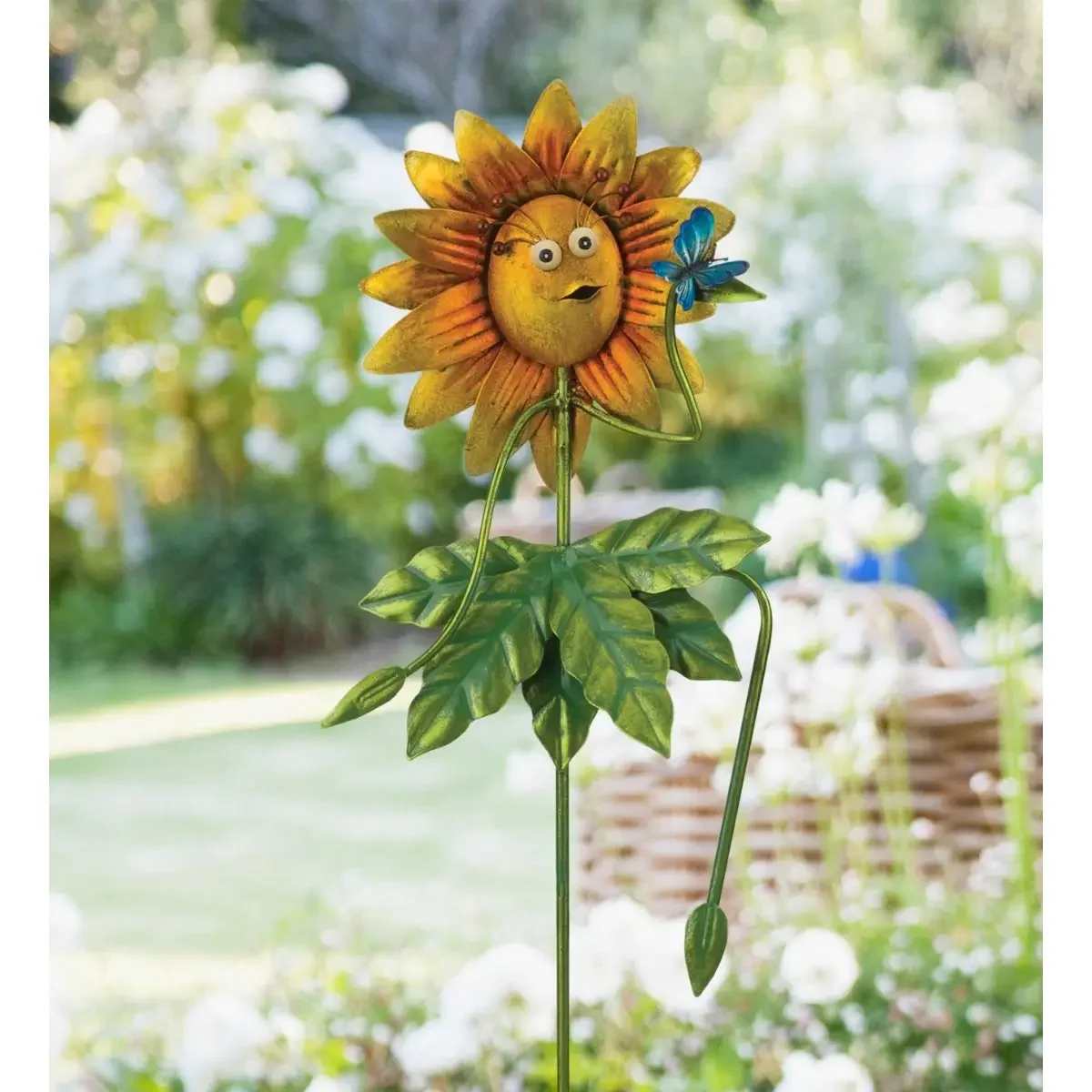 Be jolly garden stake sunflower - Create an amusing scene by getting the whole set! Iridescent sheen and three dimensional features. Comes in 4 flower styles. Details SKU: 13056 Made in China Material: Metal Dimensions: 8 x 2 x 36 in (20.3 x 5.1 x 91.4 cm) UPC: 657641130568