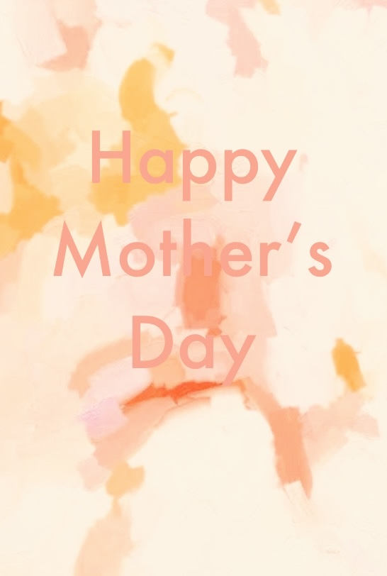 Happy Mother's Day text on a pastel peach and pink abstract background