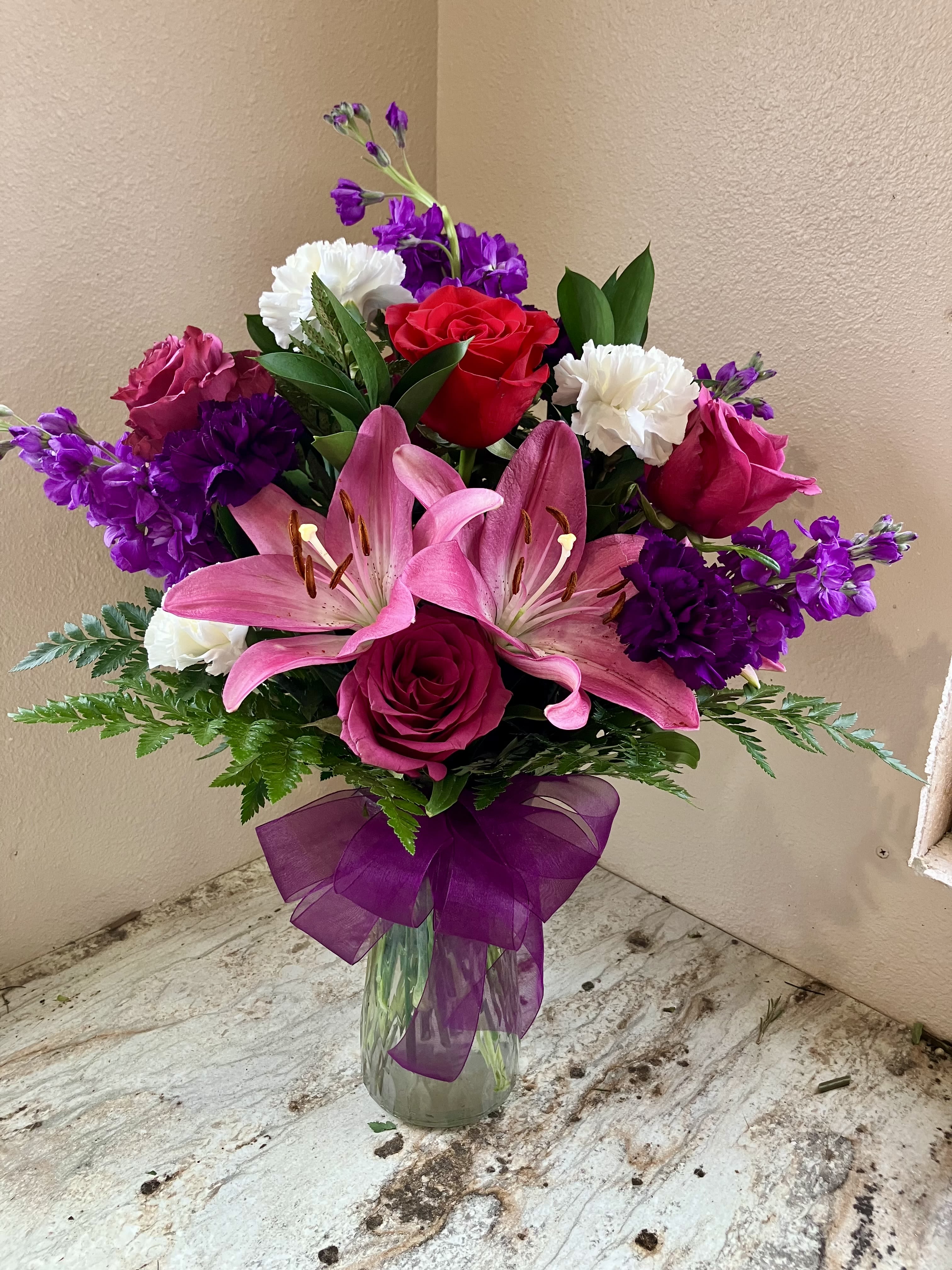 Purple Pristine - Purple arrangement for any occasion.