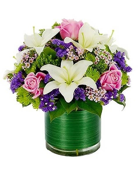 Loving Thought - Here's to you! This simple, stunning arrangement of primary colors is appropriate for a man or woman, as a birthday, congratulations or "just because" gift. Vase subject to availability and will be replaced with similar style vase if unavailable.  