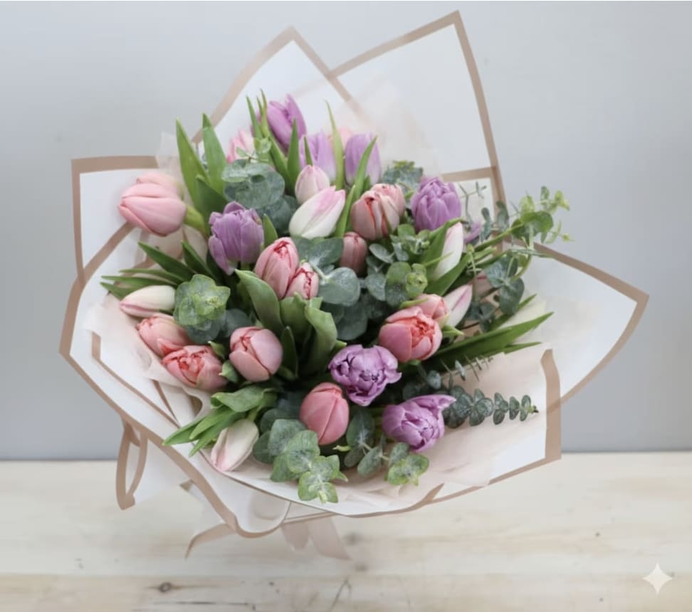 Tulip Trio - Weho  - Trio of colors for this tulip bouquet.