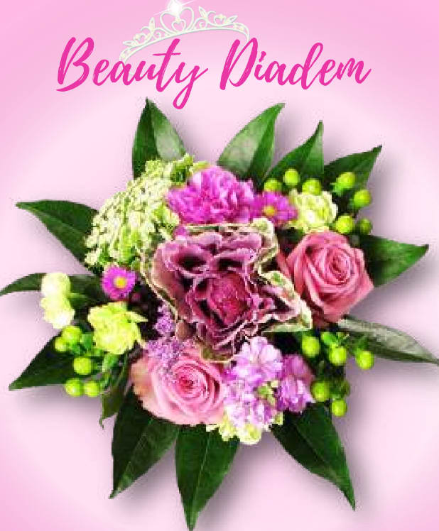 Mother's Day! Beauty Diadem - Wrap - For the mom that's truly unique. This bouquet says you're different with a kale focal flower and green hypericum. Happy Mother's Day. 