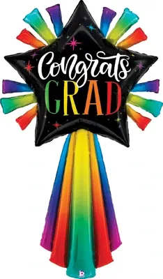 Congrats Grad Shooting Star Mylar - Make your graduation celebration shine with this Jumbo 60" Congrats Grad Shooting Star Balloon! With bold colors and a fun shooting star design, it’s a great way to add sparkle to any party. Perfect for high school, college, or any milestone, this balloon symbolizes reaching new heights and chasing your dreams. Let it light up the room and remind everyone that the sky’s the limit!