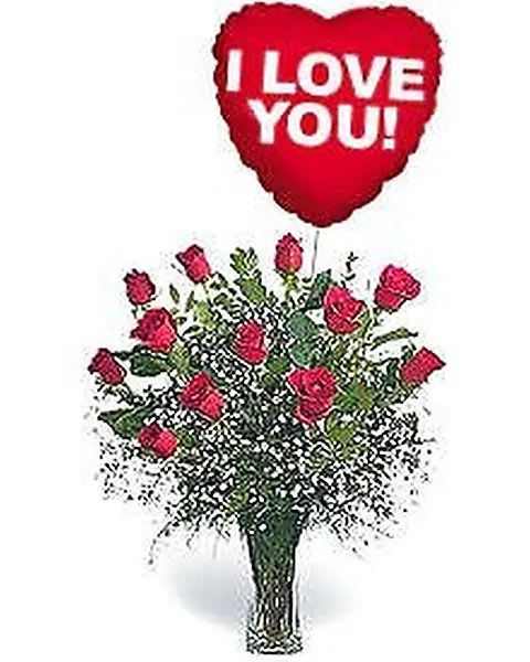I Love You Bouquet - For classic romance, a dozen red roses and an "I Love You" mylar balloon is always a great choice.