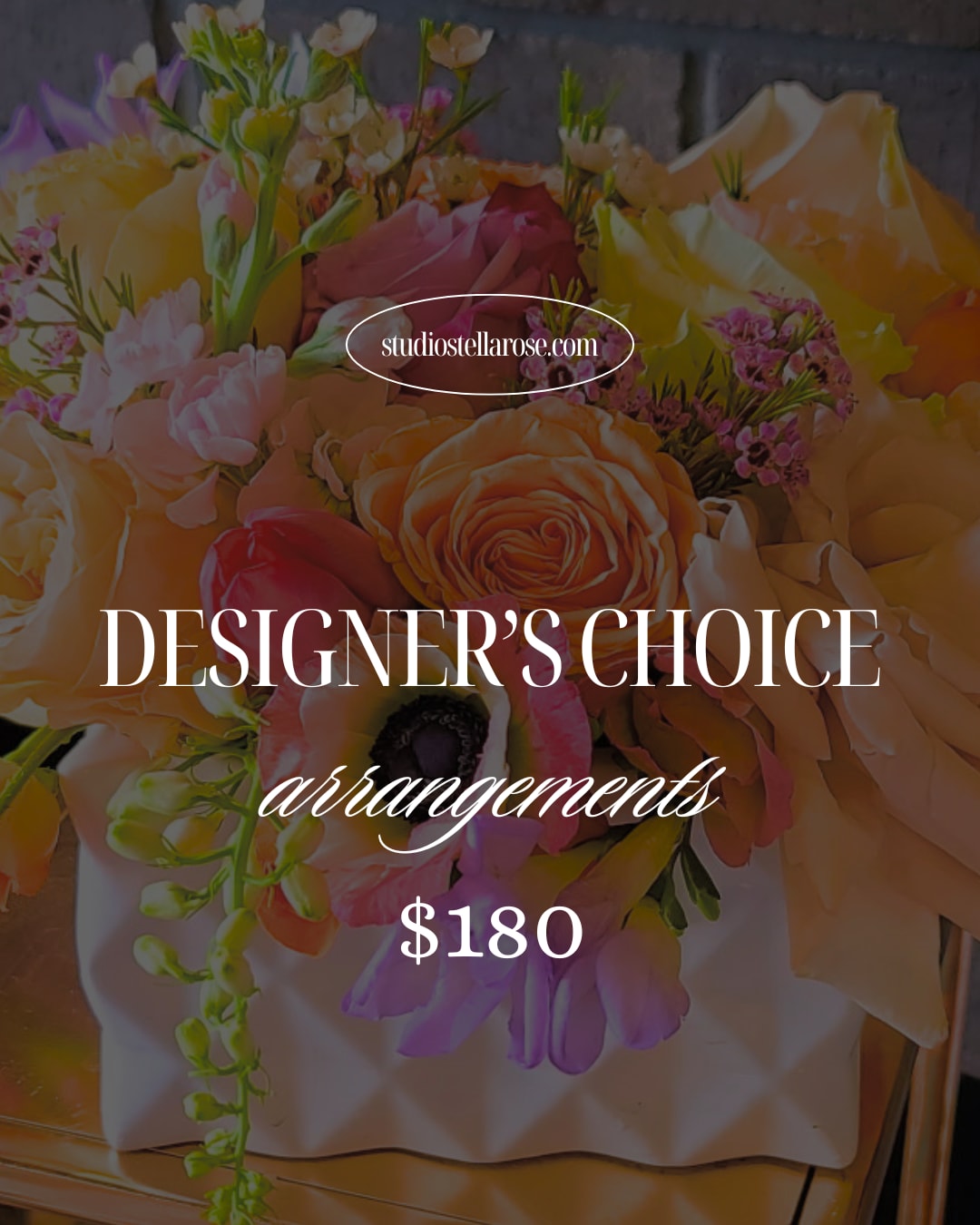 Designers Choice Premium - Designer’s Choice Premium  Let our floral designers create something truly special just for you! With our Designer’s Choice arrangement, you’ll receive a one-of-a-kind bouquet crafted with the freshest seasonal blooms and our signature artistic touch. Simply choose your preferred style, and we’ll take care of the rest:  Light &amp; Bright – Soft pastels and sunny hues for a cheerful, airy feel. Subtle &amp; Hued – Moody, elegant tones with a gentle, romantic vibe. Vibrant &amp; Bold – Lush colors and striking contrasts for maximum impact.  Perfect for any occasion when you want to wow without the guesswork—this is floral design at its most inspired.