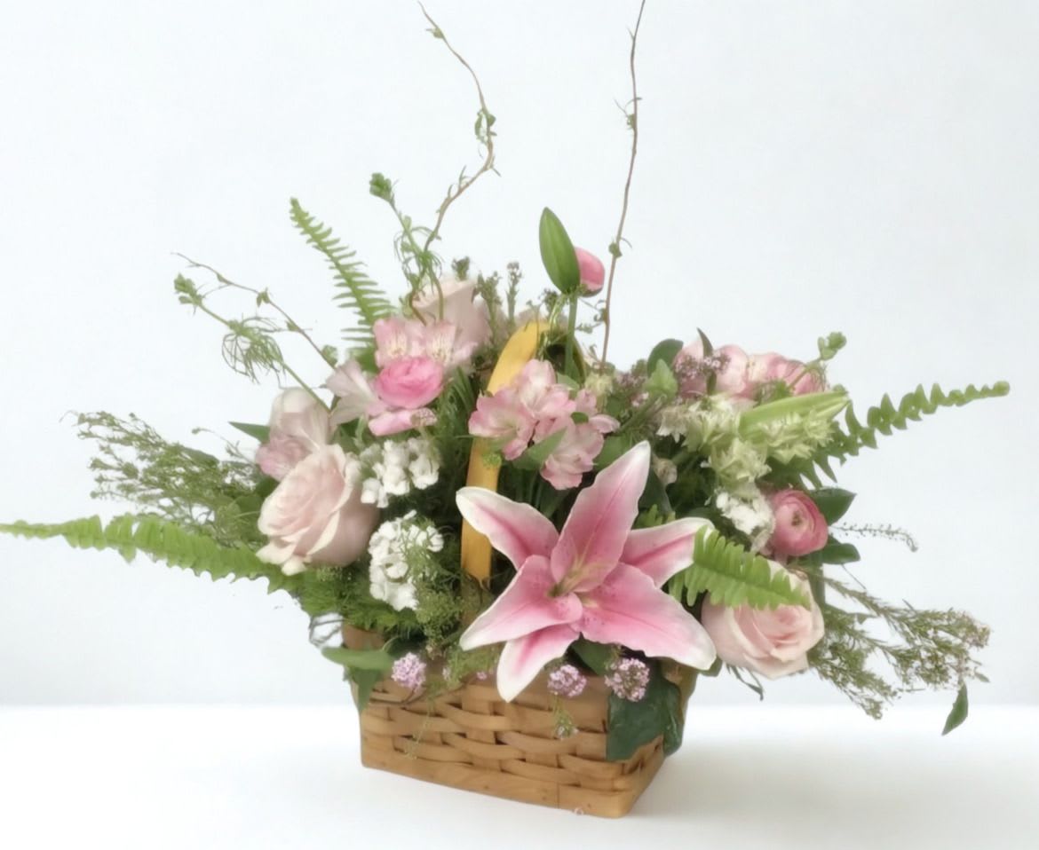 Garden Basket - Designer’s Choice - Let our designer’s create a beautiful garden basket arrangement  using our freshest seasonal flowers.   
