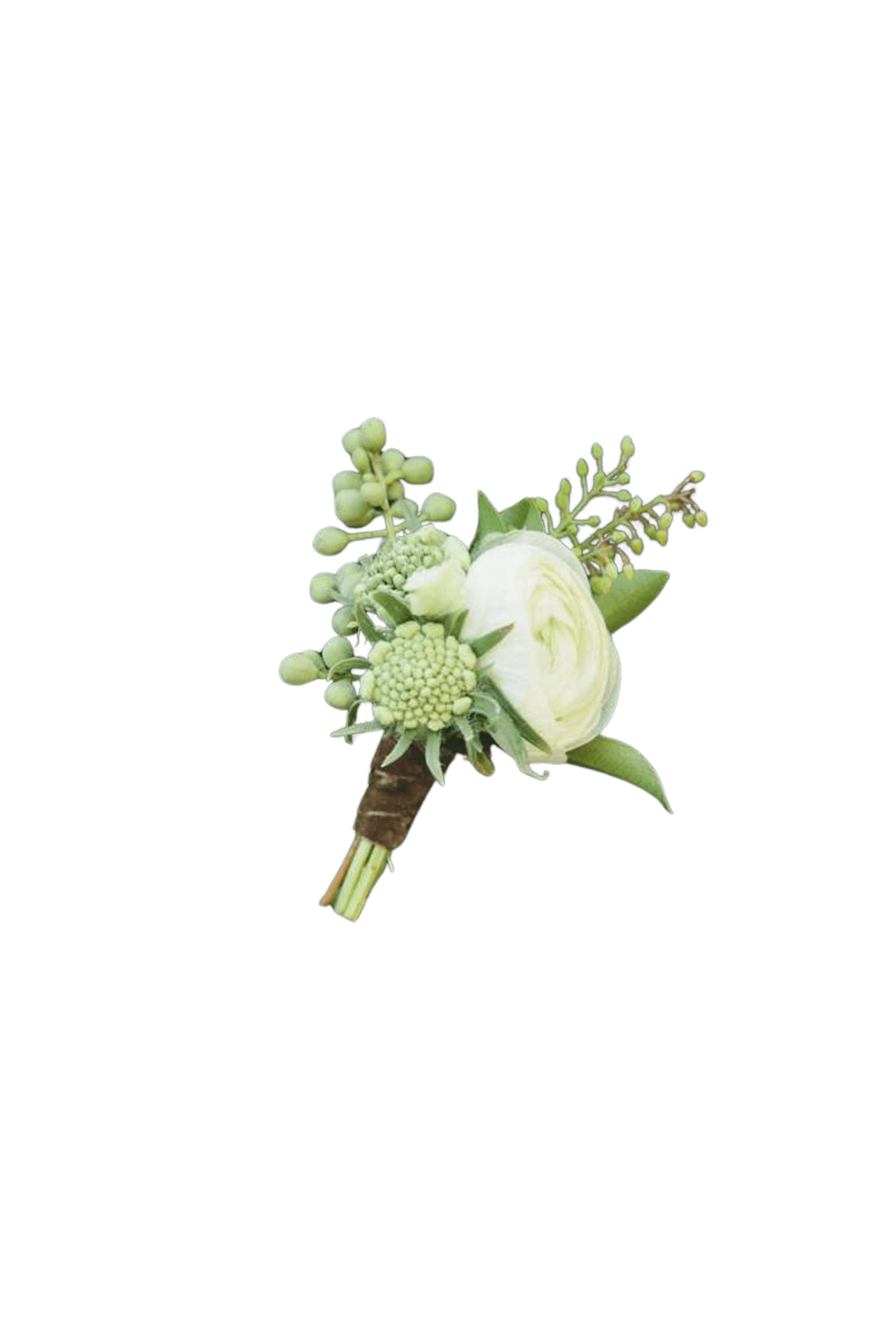 Classic White Boutonniere - An elevated statement boutonniere with premium blooms and layered textures for a fuller, more luxurious finish. Designed to stand out with elegance and sophistication for your most important moments.