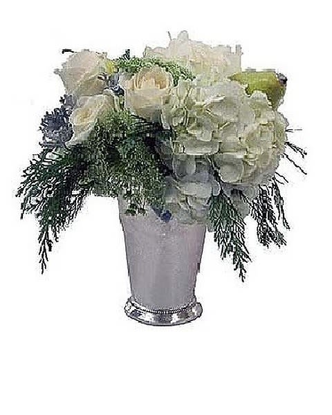 Winter Purity Bouquet - A mounded all white designer arrangement is a beautiful way to say Happy Holidays! Please note, if vase is not available we will substitute with similar look/feel.  