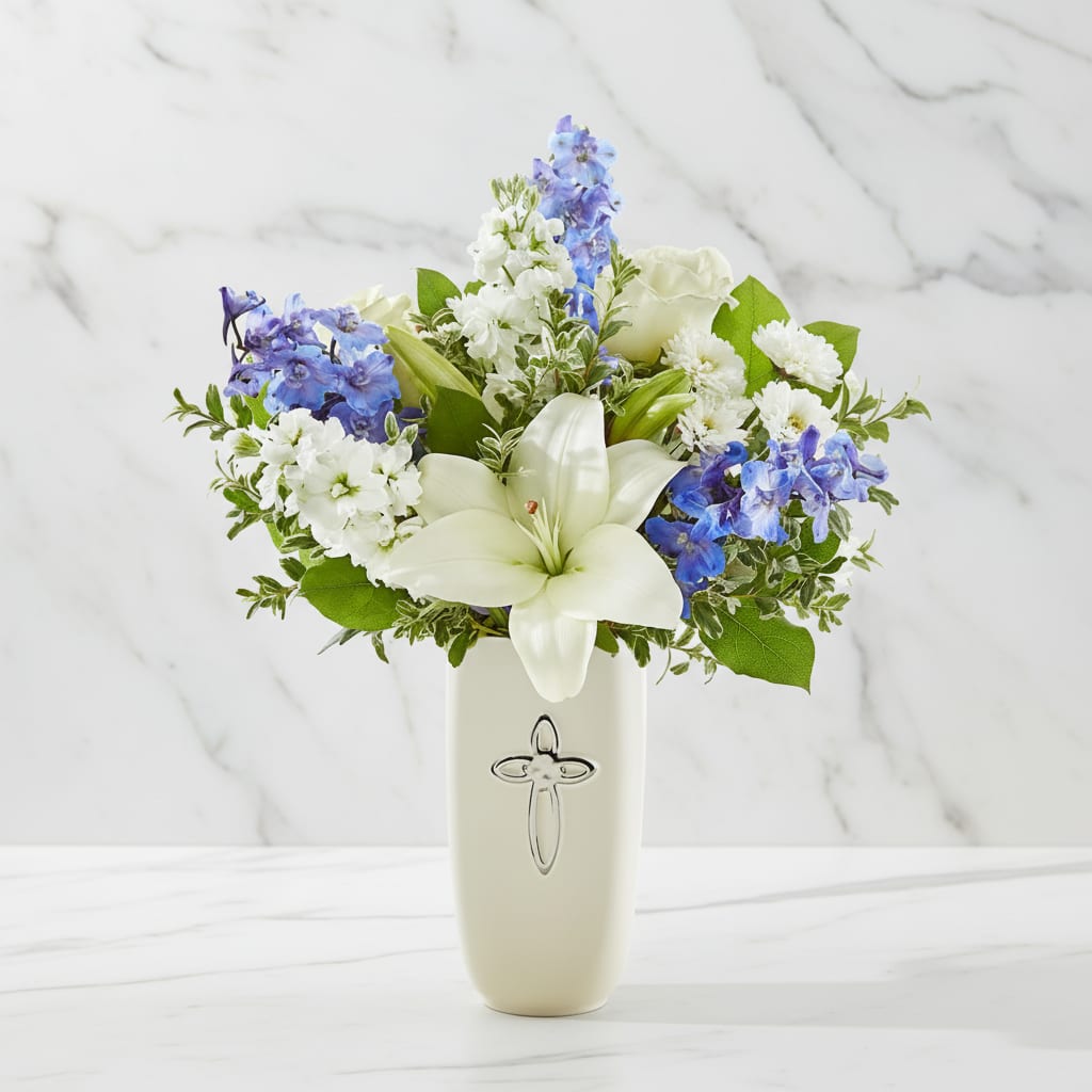 Heavenly Blossoms Bouquet - Heavenly blossoms indeed, this bouquet makes a beautiful gift to offer condolences or to honor a religious holiday.