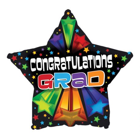 Star-shaped congratulations balloon with "Grad" text