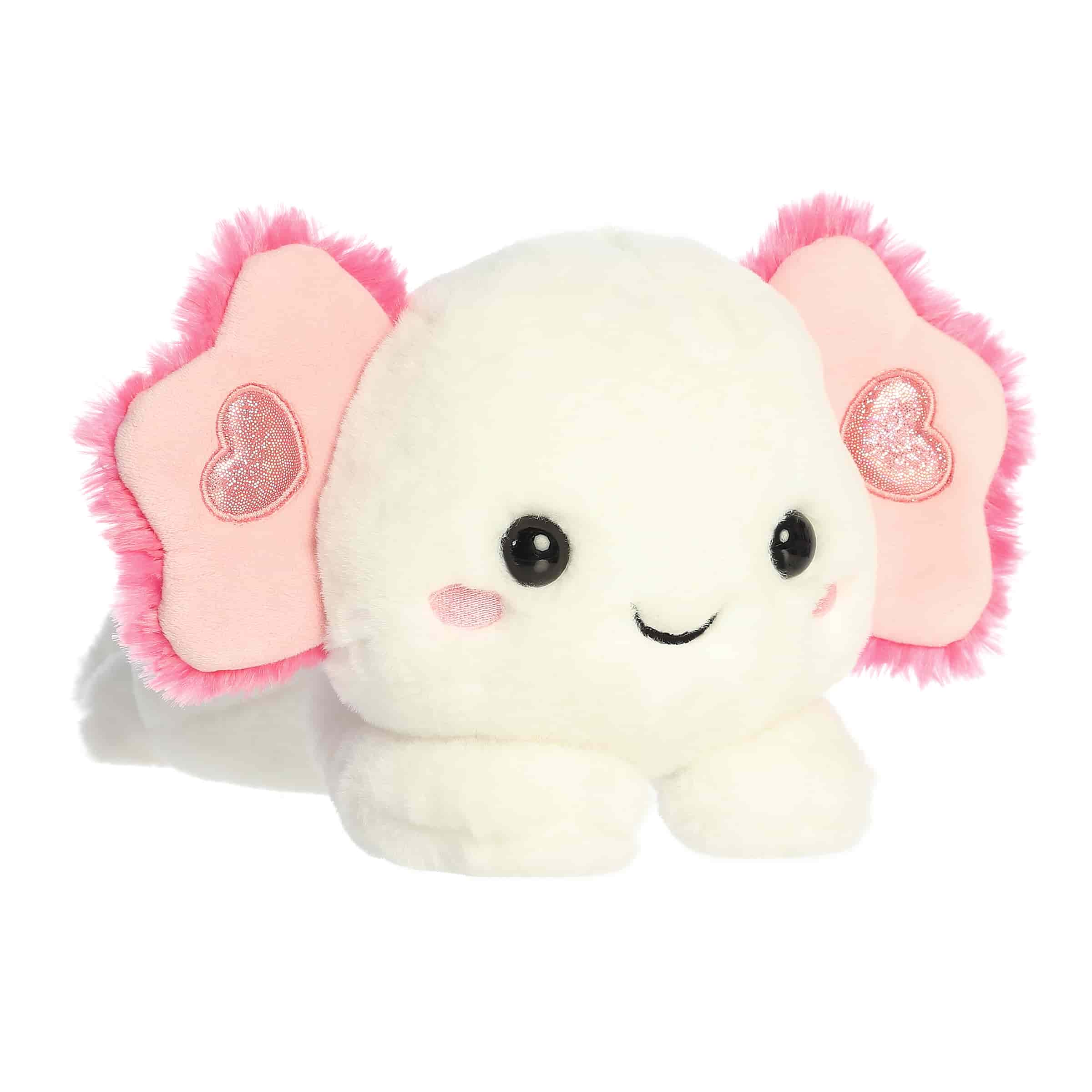 Plush- Axolotl 9" - Soft, fluffy axolotl with a white body, pink gills, and a sweet little smile. Perfect for cuddling, decorating, or gifting. 