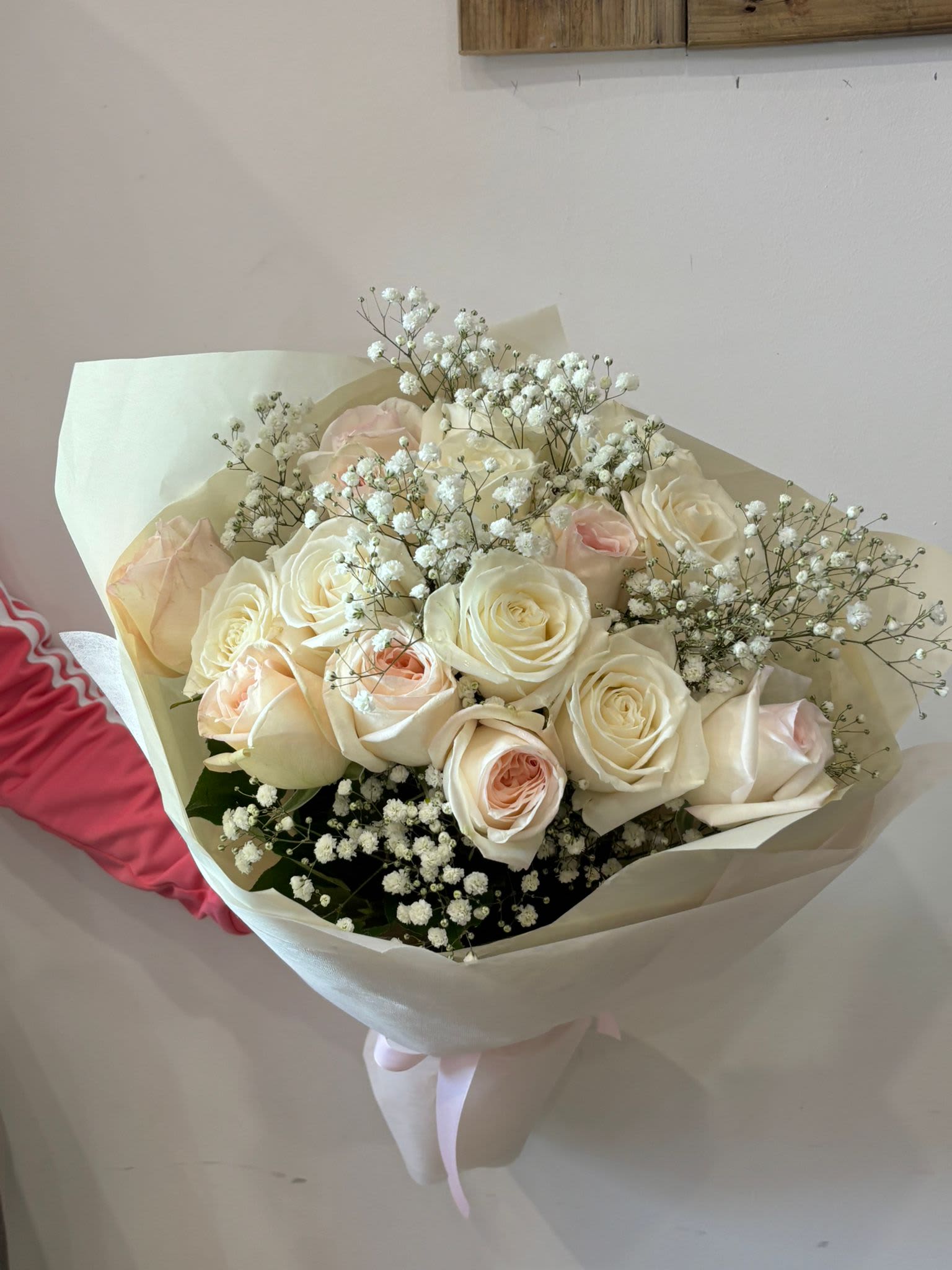 Blush Pink &amp; White (BP1) - A timeless bouquet of premium roses.