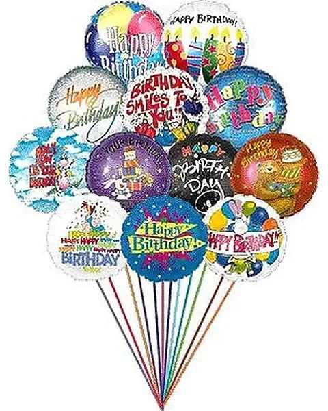 Dozen Birthday Balloons Bouquet - No matter what age they are; One dozen Happy Birthday mylar balloons is a great way to make that special person feel great on their birthday!