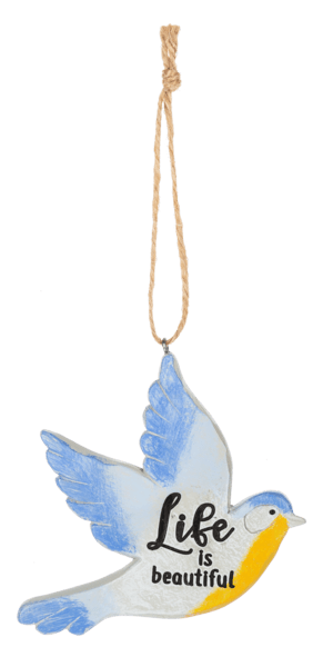 Blue Bird - Life is Beautiful - A lovely blue bird with the phrase "Life is Beautiful." A great addition to any floral gift.