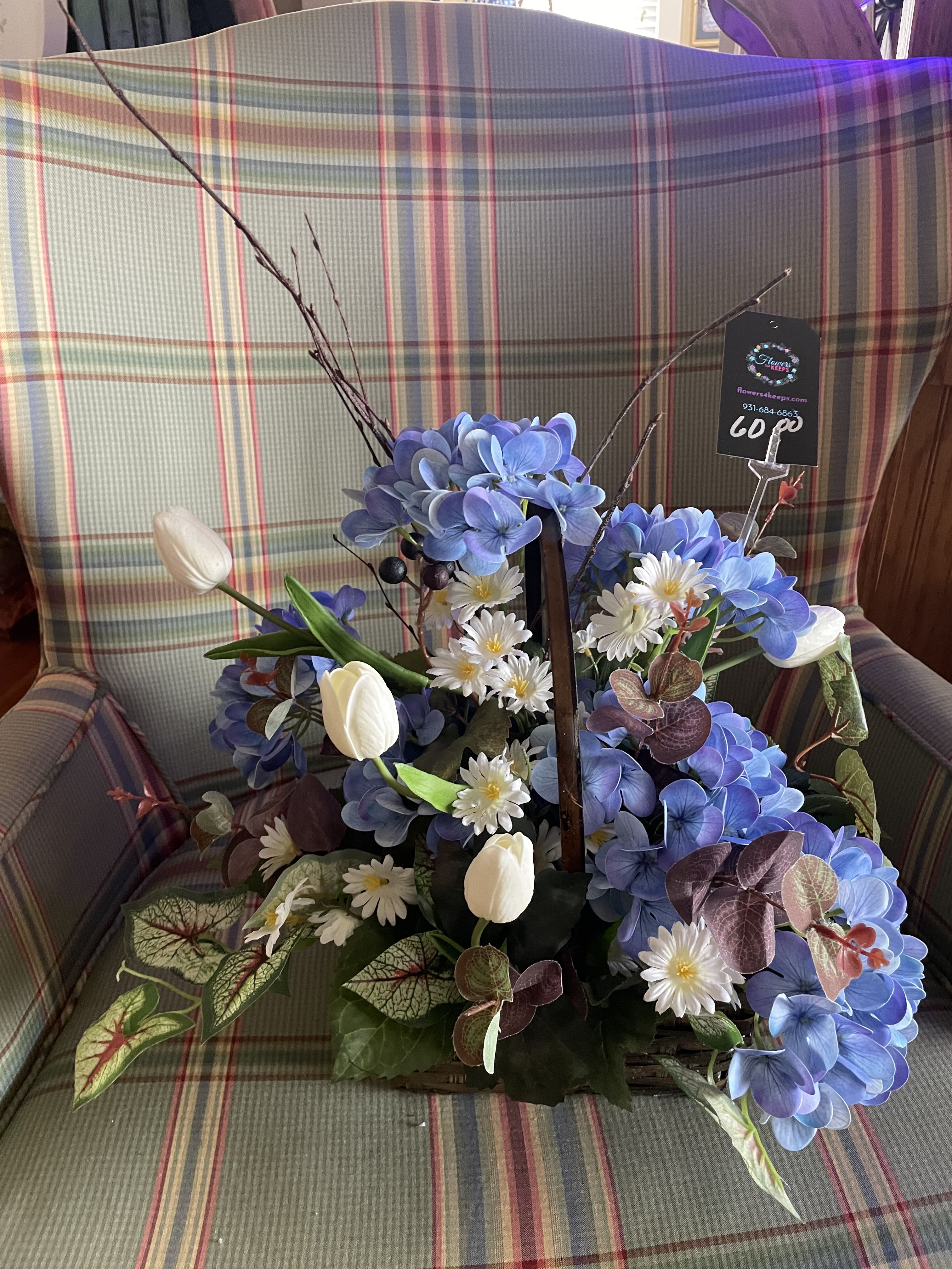 Exquisite Silk Bouquet - Silk flowers in Shades of pink and purple, mixed greens so pretty in this lovely antique tray