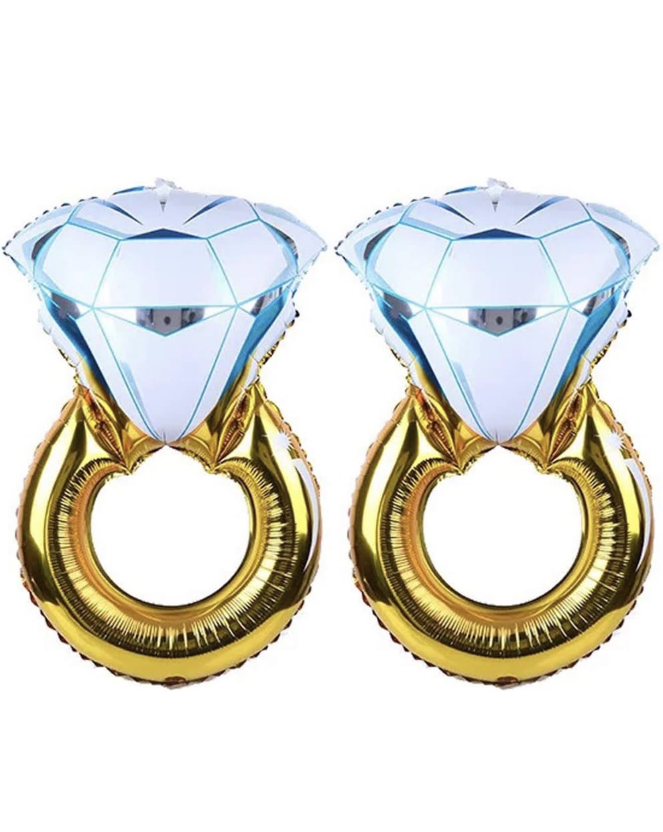 2Pcs 28in Diamond Ring Mylar Balloons Package - 2 28in Diamond Ring Mylar Balloons HELIUM FILLED