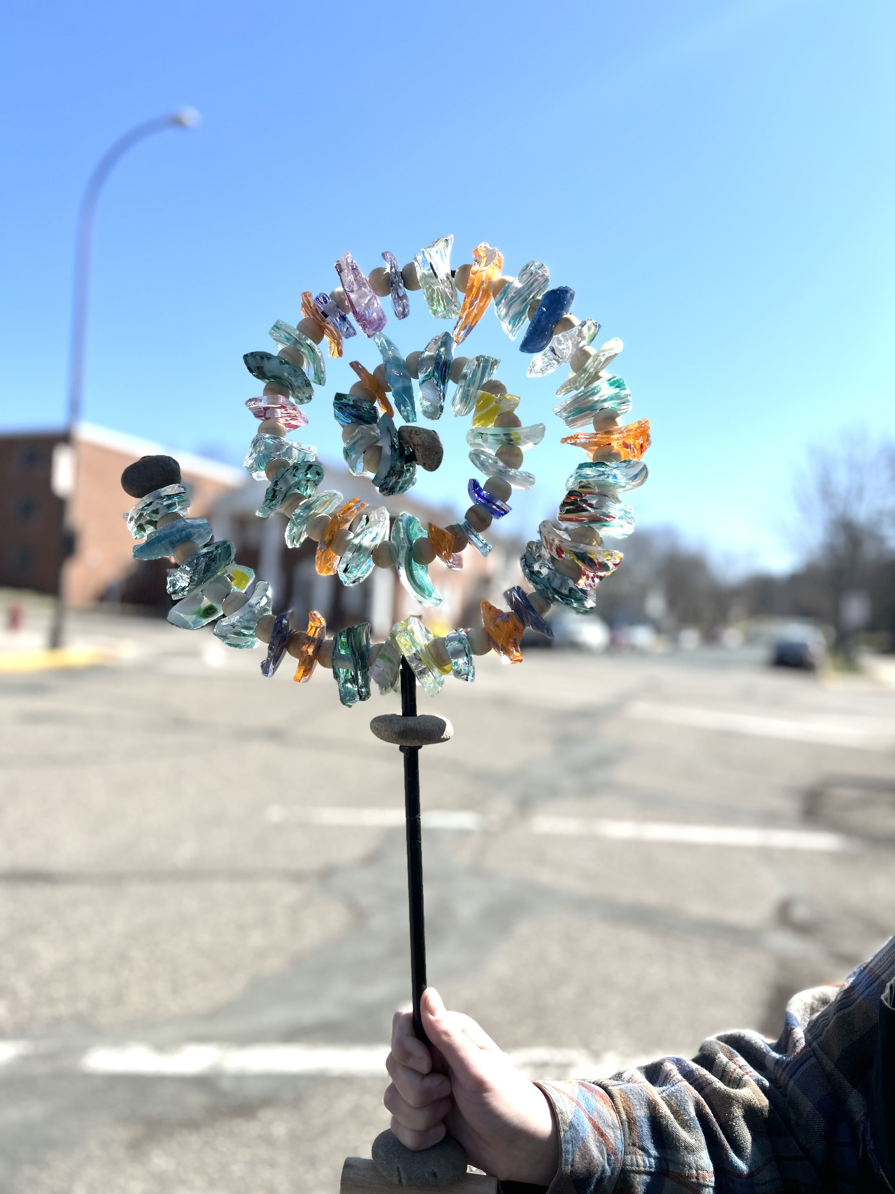 Spiral Colorful Glass Sun Catcher Garden Stake - Spiral colorful glass sun catcher garden stake