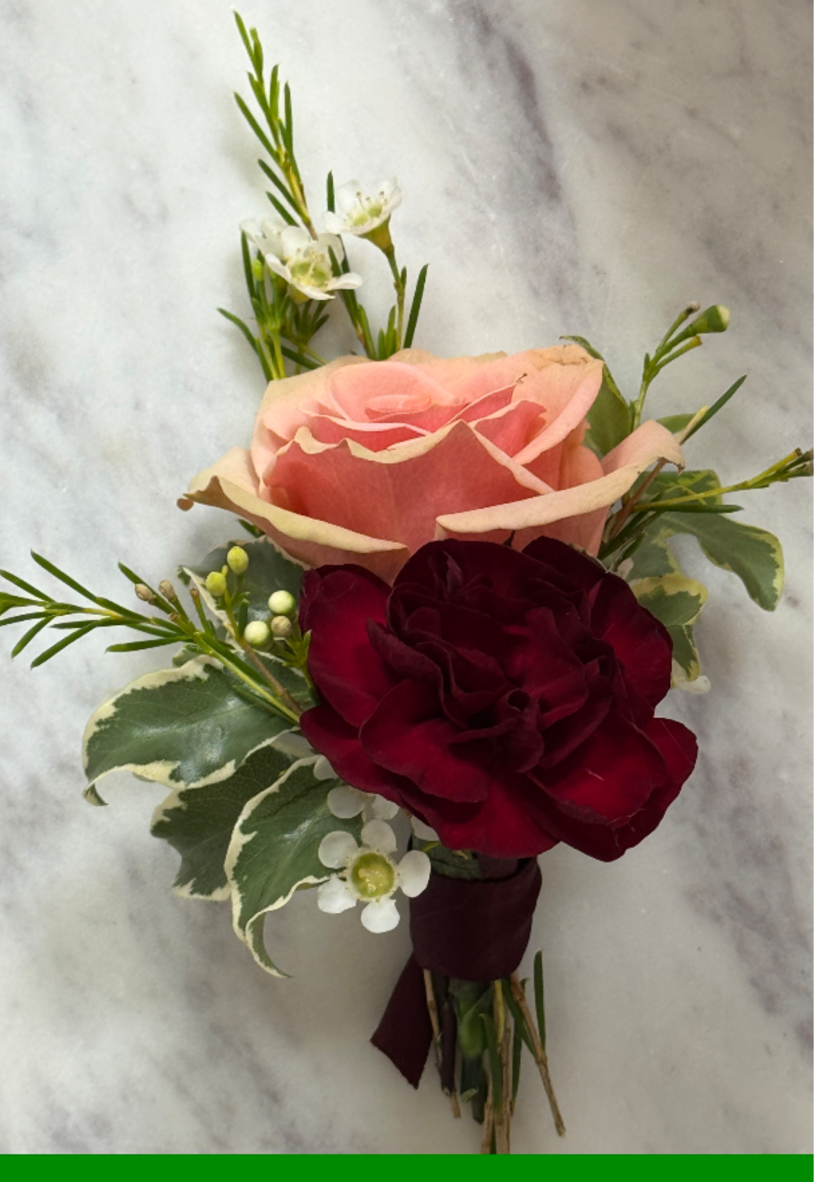 Burgundy boutonniere  - Bb