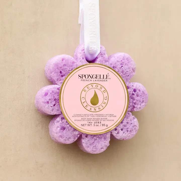 French Pear Wild Flower Soap Sponge - Bring moisture and rejuvenation to your skin with the scents of Wild Flowers. Each Wild Flower is infused with a time-released creamy lather that guarantees you at least 14 washes that each leave your skin feeling soft.