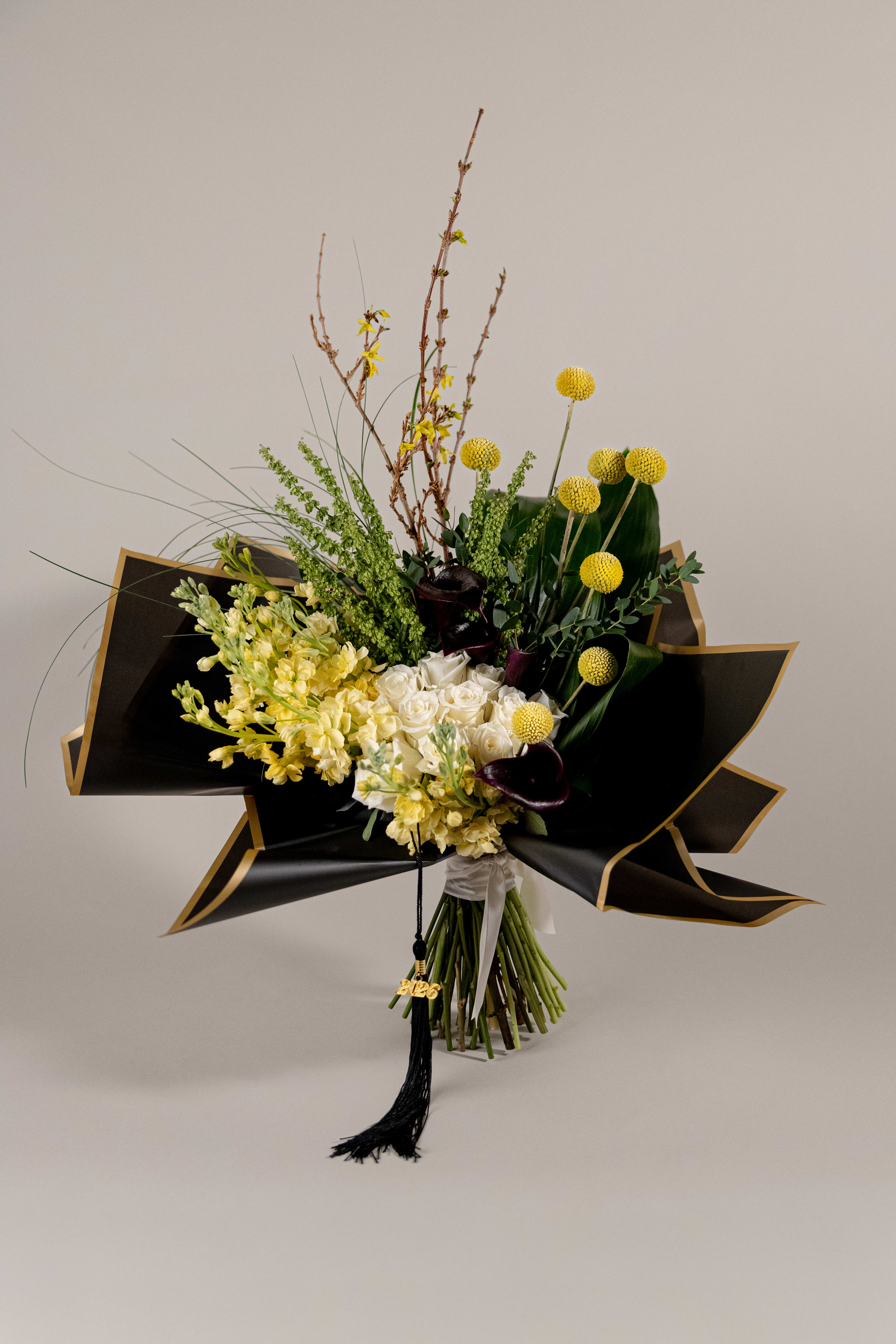 Boulder Specialty Graduation Wrap  - - PICKUP ONLY AVAILABLE FOR APRIL 30th (3pm-6pm) &amp; MARCH 1st (10am-2pm) AT LIMELIGHT HOTEL BOULDER DURING FLORAL POPUP -   *The arrangements shown as examples are only a concept, NOT what your wrap will look like.   **Please note in the special instructions tab upon checkout if there is a desired color palette or orientation of the design ordered.  You can visit our portfolio page to see more examples of our daily work.