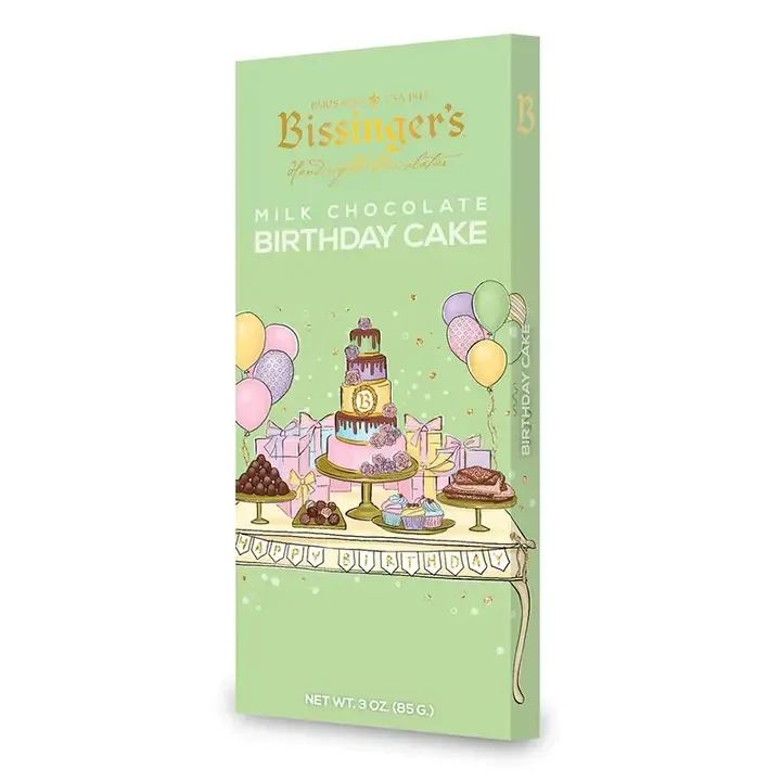 Bissinger's White and Milk Chocolate Birthday Cake Bar - Celebrate with Bissinger's!  Our Birthday Cake Bar combines our European milk and white chocolate - swirled together and decorated with naturally colored sprinkles!