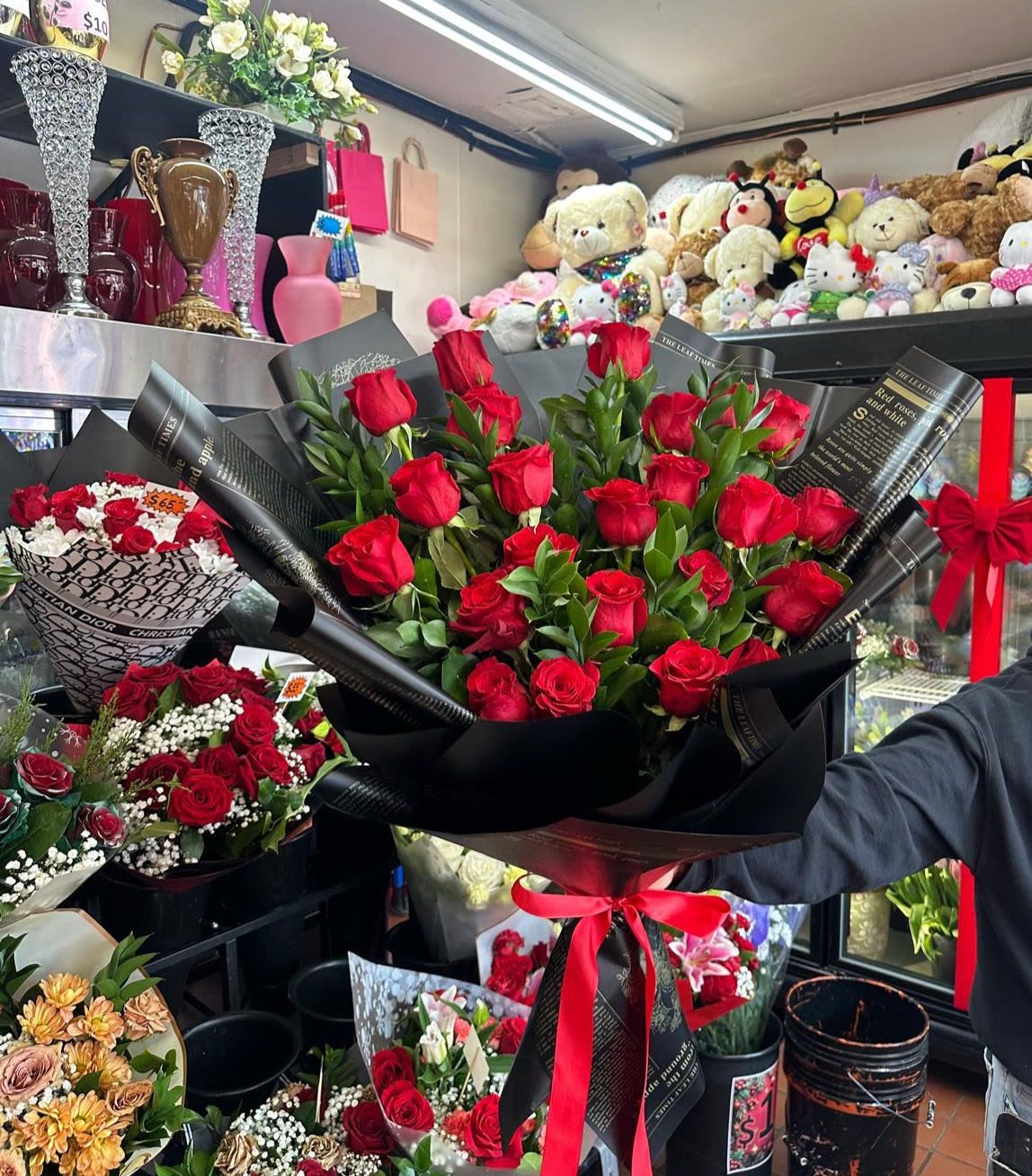 20+ Rose Bouquet with Baby Breath (You may choose color of rose but wrapping may vary upon availability) - .