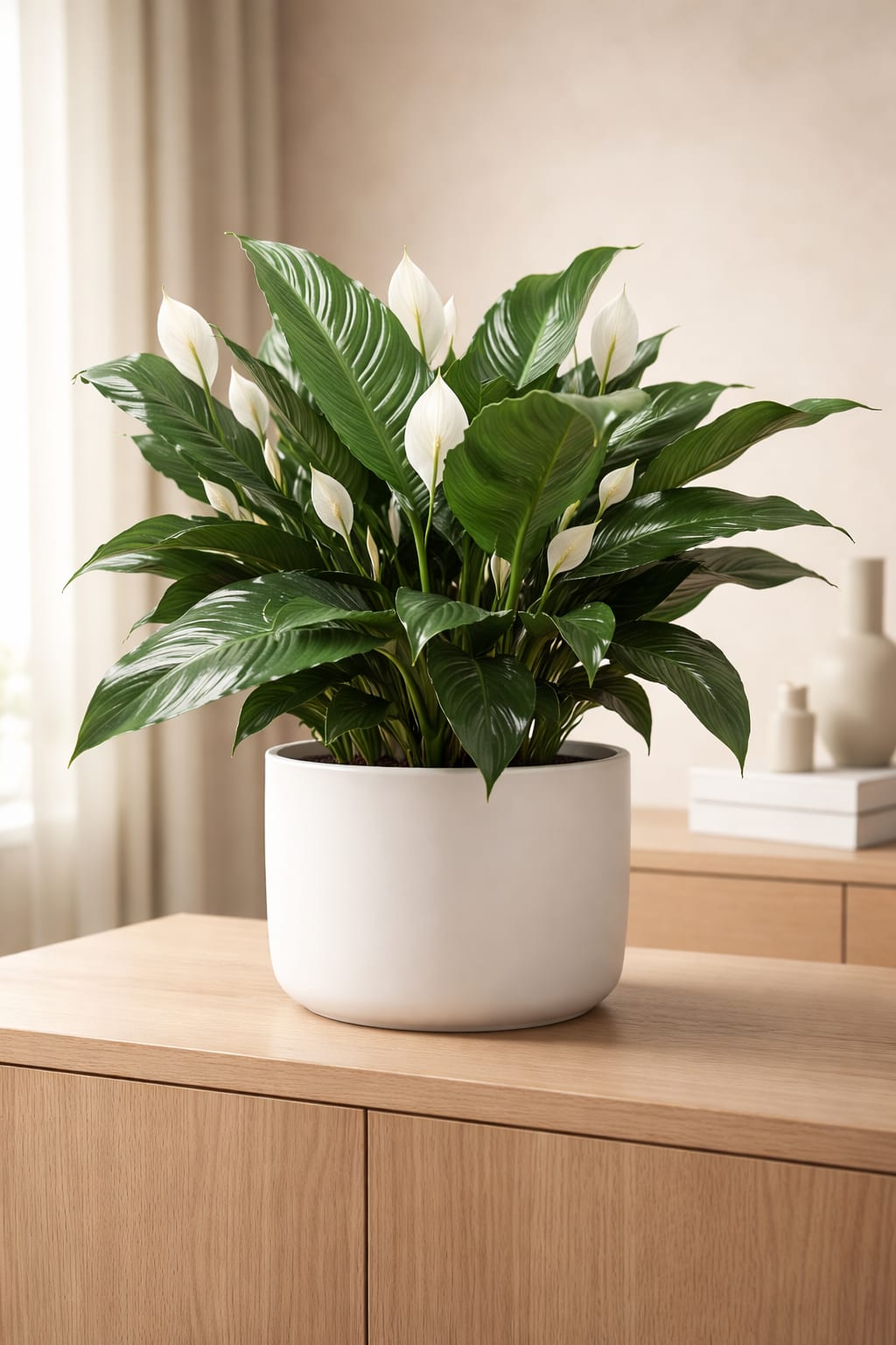 Serenity White Peace Lily - Bring calm, beauty, and natural elegance into any space with our Serenity White Peace Lily. This lush green plant features rich, glossy leaves paired with graceful white blooms that symbolize peace, healing, and renewal.  Designed in a modern container, this timeless plant is perfect for sympathy gestures, get well wishes, housewarmings, or everyday comfort. Its low-maintenance nature makes it an ideal gift that continues to grow and bring tranquility long after delivery.   Why customers love it:  Elegant white blooms with deep green foliage Long-lasting and easy to care for Perfect for sympathy, memorials, or thoughtful gifting Enhances any home or office with a calming presence   Container style, material, and color may vary based on availability, but will always complement the plant beautifully.  Available for same-day delivery in Charlotte and surrounding areas.