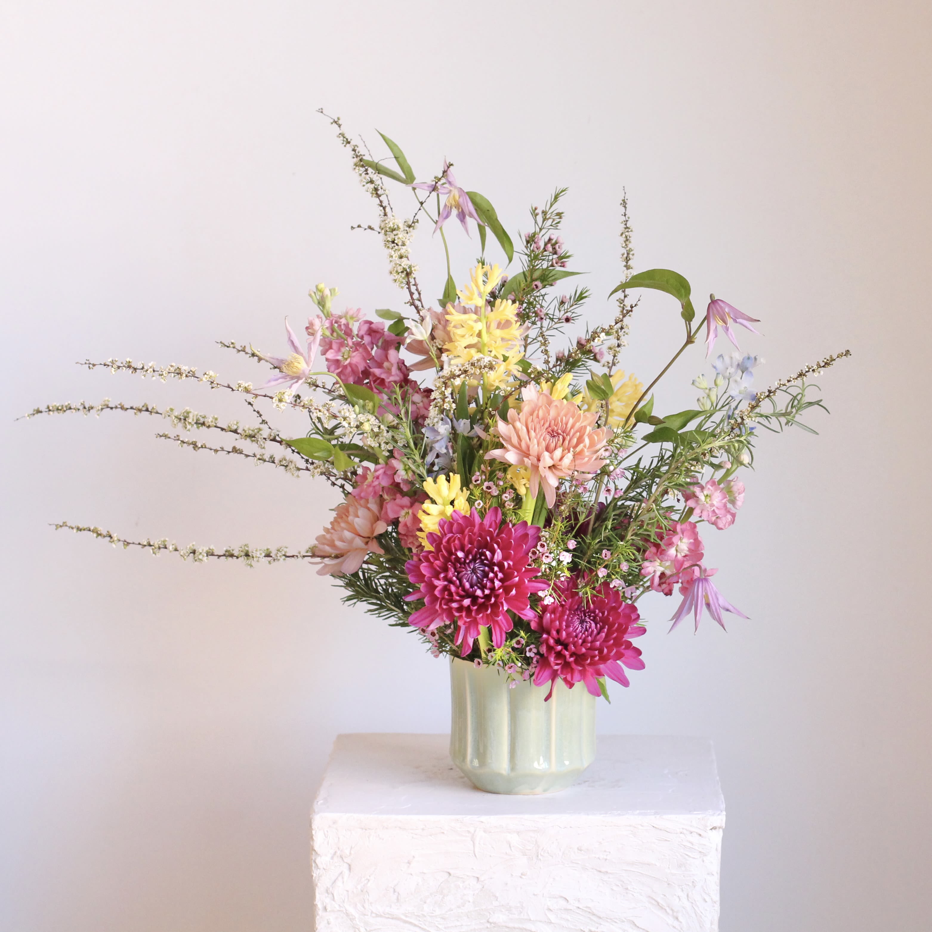 Enchanted Garden  - Bright, whimsical, and full of garden charm, Butterfly Garden captures the magic of spring in bloom. Featuring a lively mix of soft, colorful florals, it’s perfect for adding a playful touch of seasonal beauty.  Delivery Policy: At Middlemist, we aim to make every delivery seamless and delightful. It is the sender’s responsibility to ensure the recipient is available to accept delivery between 3–5pm on the scheduled date and that the delivery address is accurate. We will send a text notification to the recipient on the day of delivery. If no one is available to receive the order, it will be returned to the shop and may be picked up or redelivered for an additional delivery fee. If a recipient requests the order be left unattended, we cannot guarantee the condition of the flowers or plants, and no refunds will be issued once an order is left outside.  