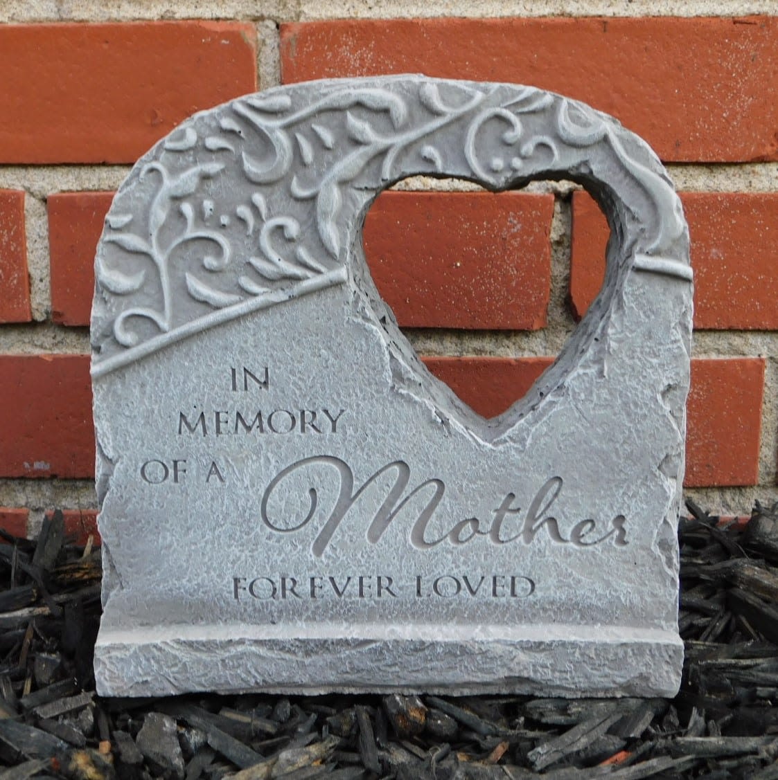 Mother Forever Loved concrete plaque - "In memory of a mother forever loved" concrete plaque for grieving family or friends. 8 inches tall