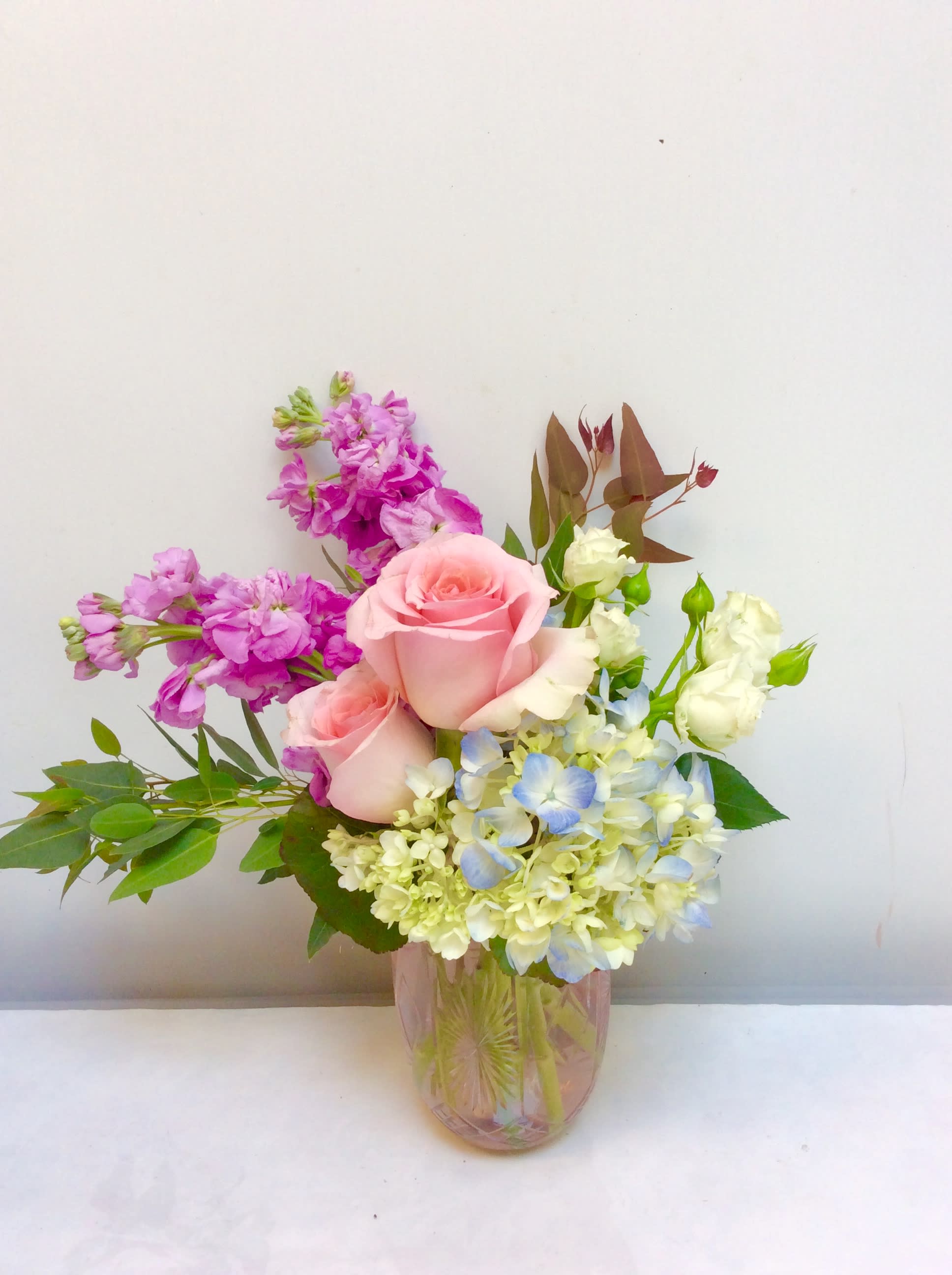 So Pretty by Hudson Flower Shop - This sweet arrangement featuring roses, hydrangea and stock is a pastel dream! 