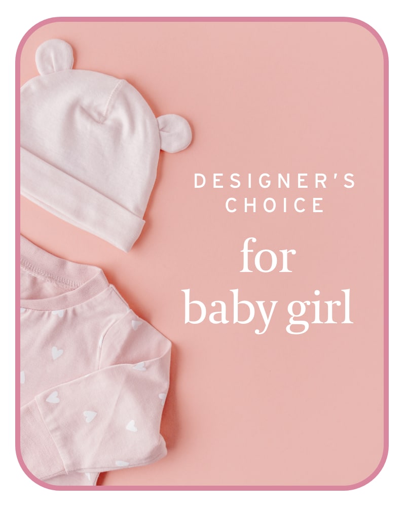 Pink baby hat and onesie with text for baby girl