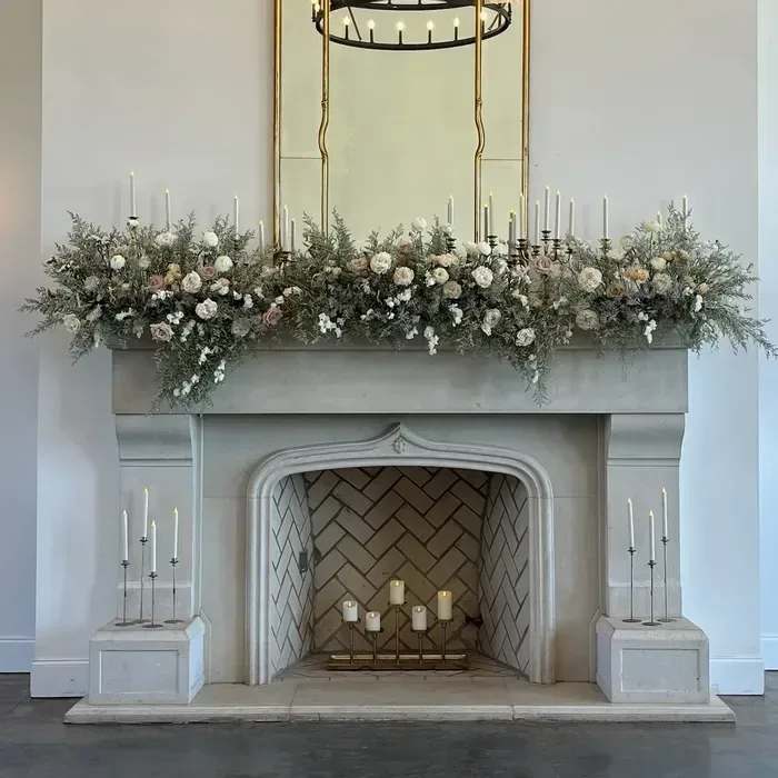 Blooming Meadow Collection – III - The most abundant expression of our meadow design. An artful, front-facing composition that rises and spills as if gathered from the grounds of a European estate. Layered with tall and delicate blooms, it creates the illusion of florals growing naturally from the earth itself.  Designed for statement placement — ceremony backdrops, altar spaces, entry moments.  Customizable in your chosen color palette. Images shown reflect size and overall style. Blooms and varieties may vary based on seasonal availability.  Product ID: Blooming-Meadow-Collection–III