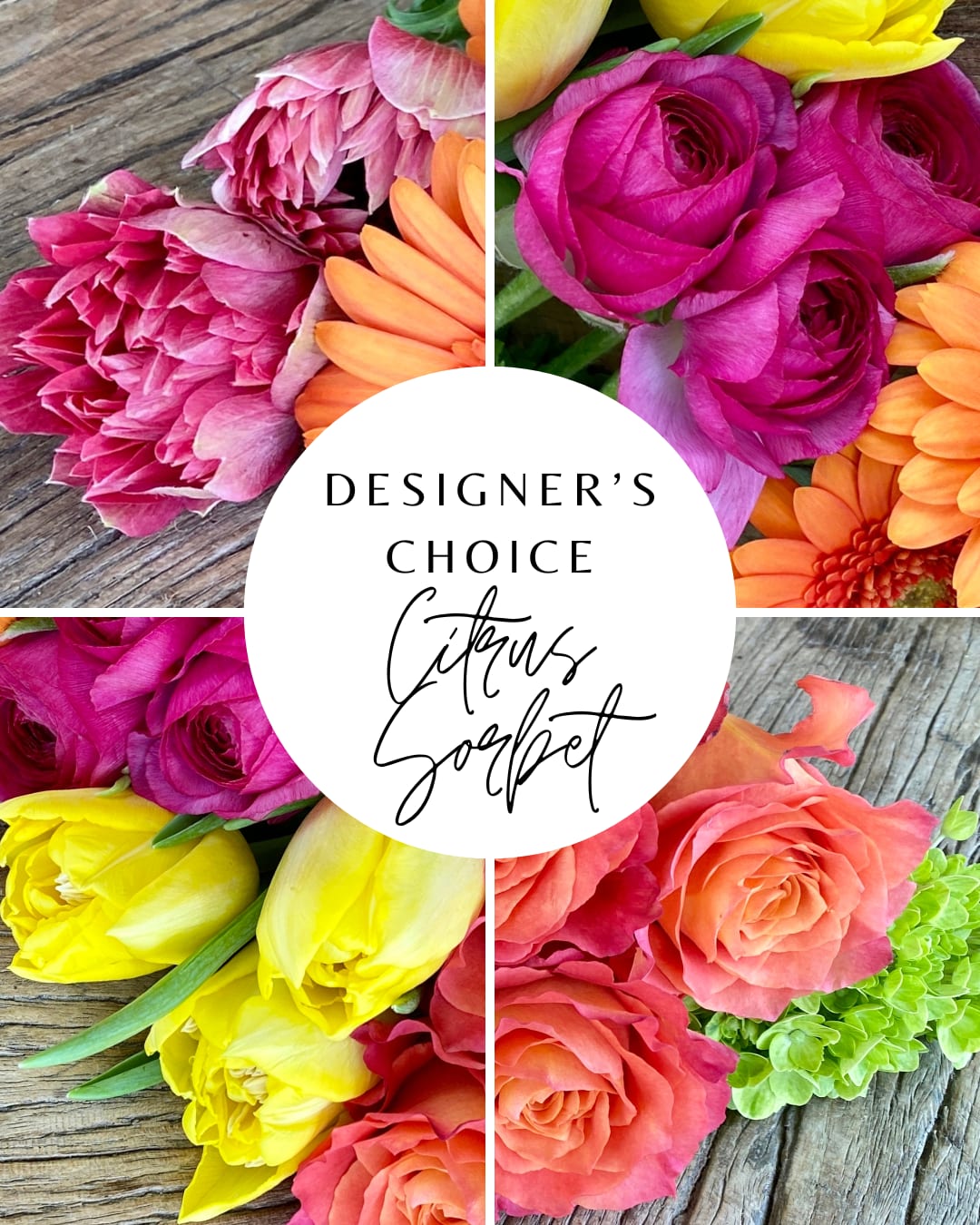 Colorful mixed bouquet with roses, tulips, and daisies