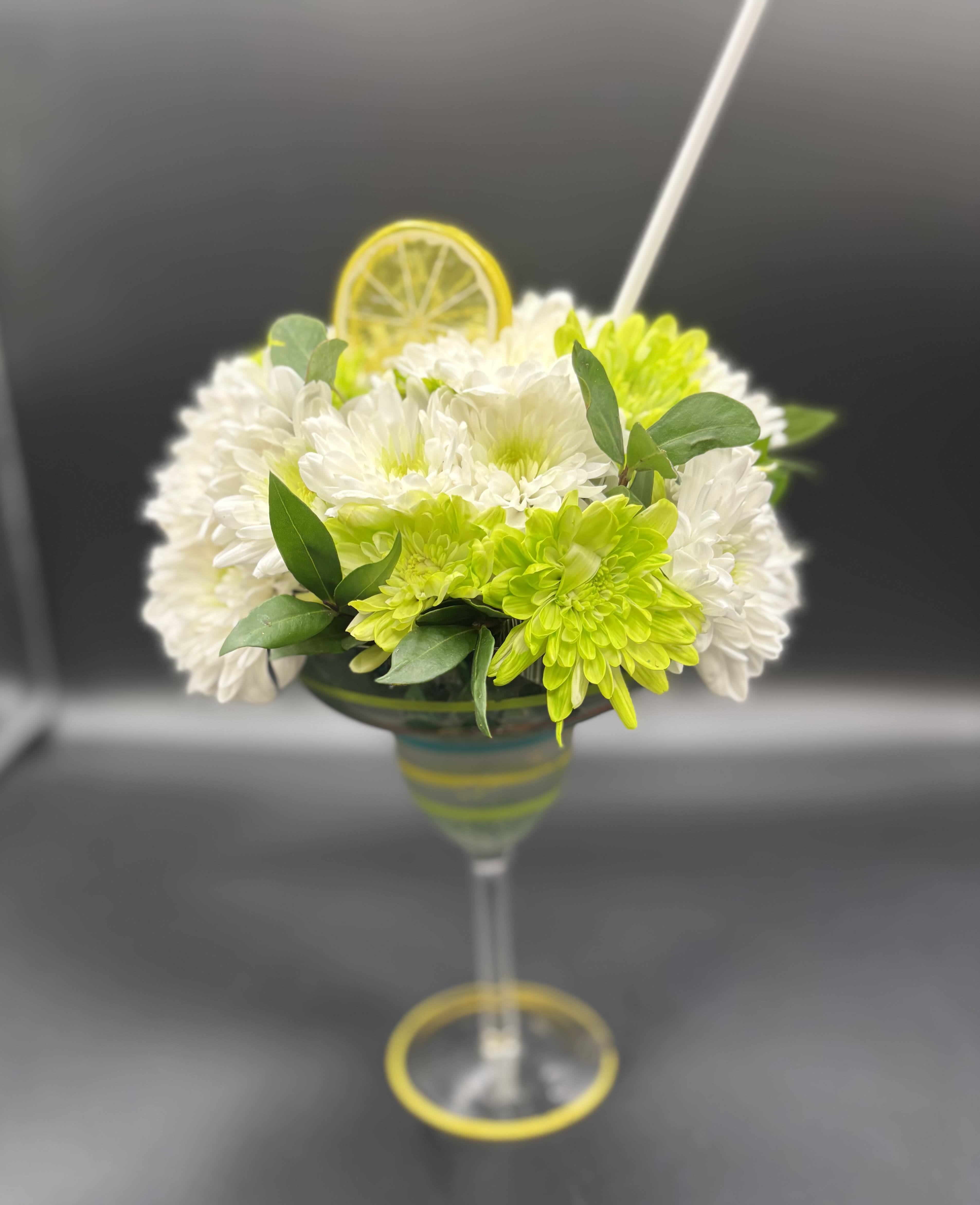 Margaritaville  - fresh floral in margarita glass 