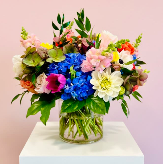 Gorgeous Garden  - Bright, garden-fresh color greets the recipient with this rounded flower arrangement - a vibrant mixed-color bouquet perfect as a birthday bouquet, congratulations gift, or cheerful everyday surprise. 