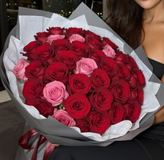 WRAPPED WITH LOVE, ROMANCE &amp; ELEGANCE - 100  Large Roses