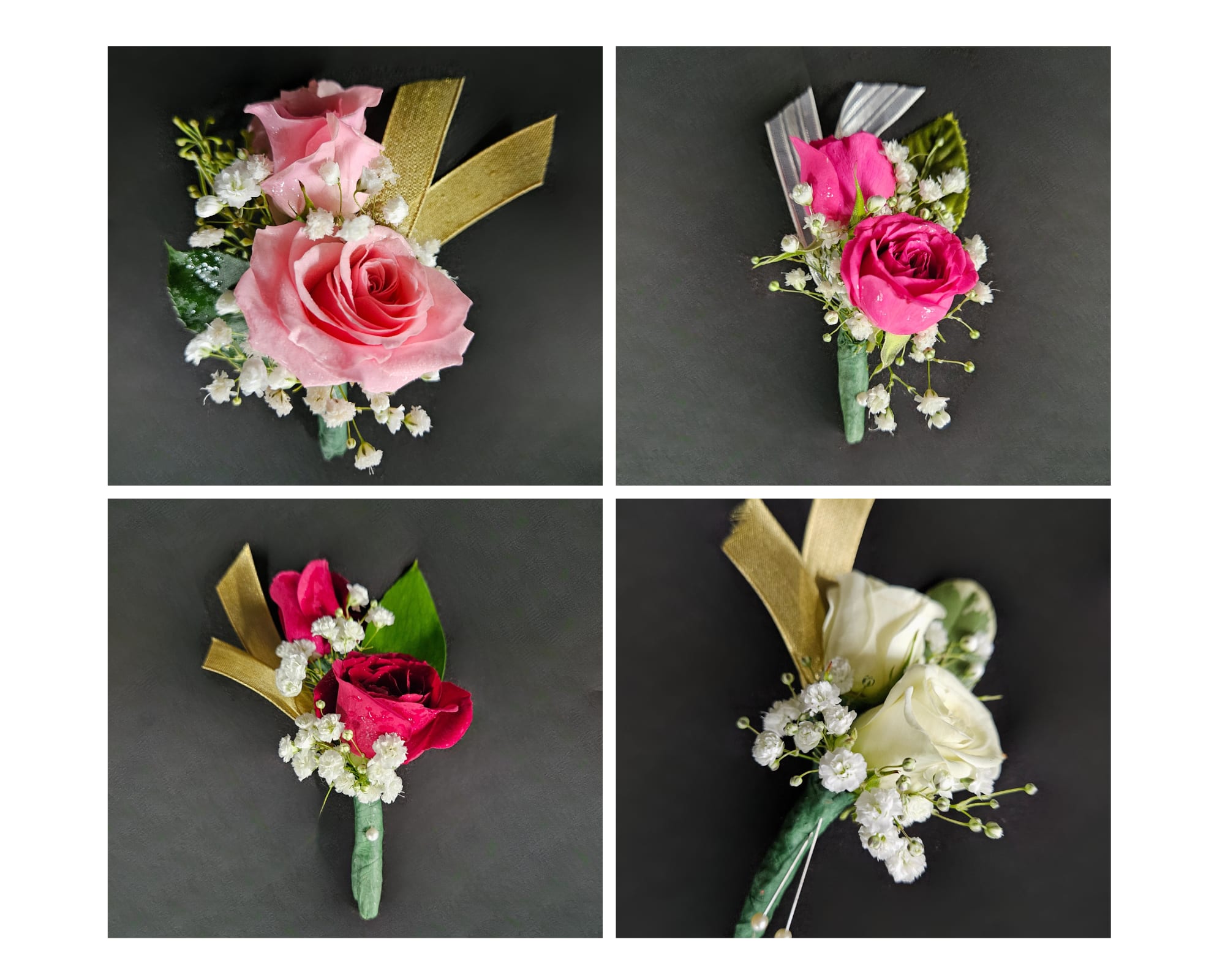 Northmont Prom Spray Rose Boutonniere - A classic spray rose boutonniere that compliments any suit. A beautiful addition to any prom or homecoming event. Available Colors: White, Red, Light Pink, or Hot Pink.