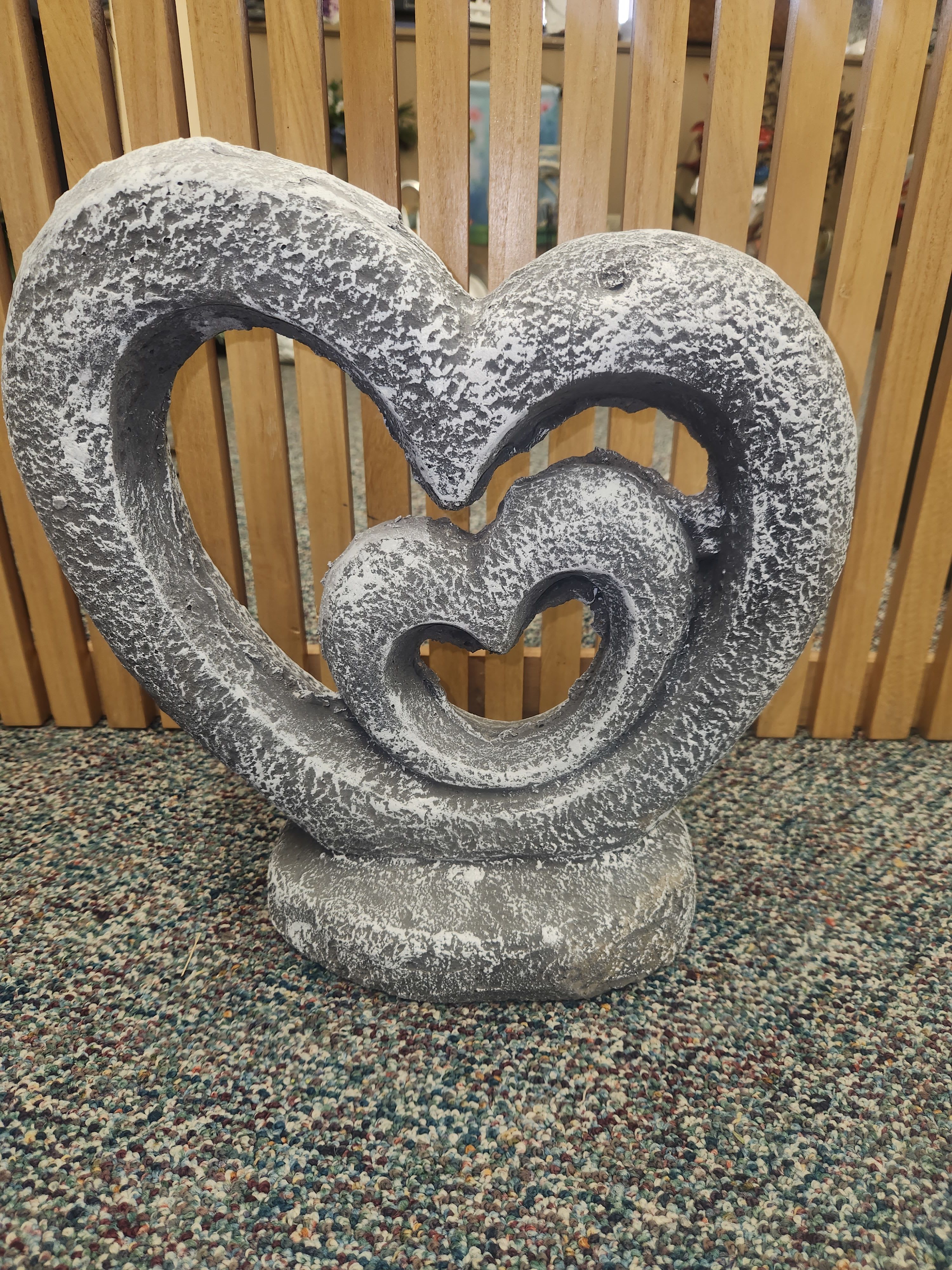 Double Heart Cement  - Double Heart Cement stone. Perfect for a loved one's memory.