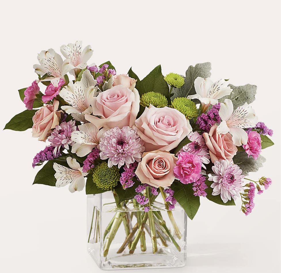 Vale's Floral - Pretty in pink, this sweet gift is full of alstroemeria, carnations, and spray roses lending itself to everyday joy.  For long–lasting blooms, replace the water daily. We suggest trimming the stems every couple days. Pet Safety Precautions: This bouquet or plant may include flowers and foliage that are known to be toxic to pets. To keep them safe, be sure to keep this arrangement out of your pet's reach.