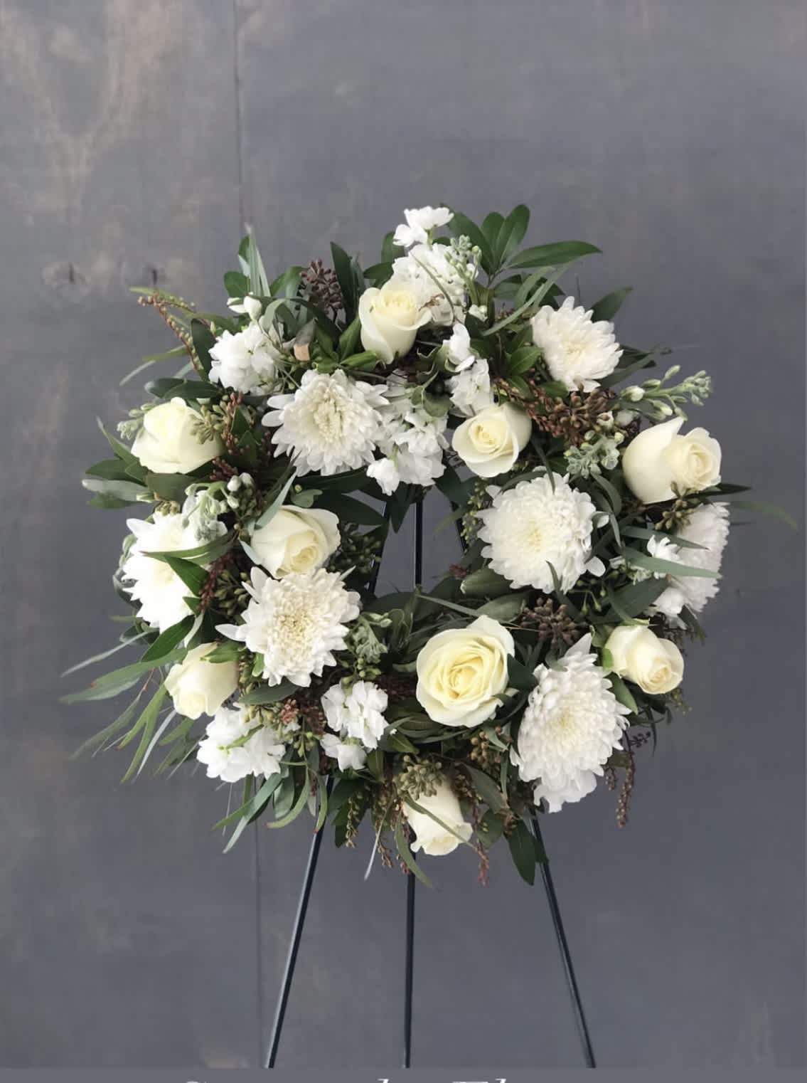 Sympathy Wreath - This is a 14" sympathy wreath.  We can design this in any color palette.  