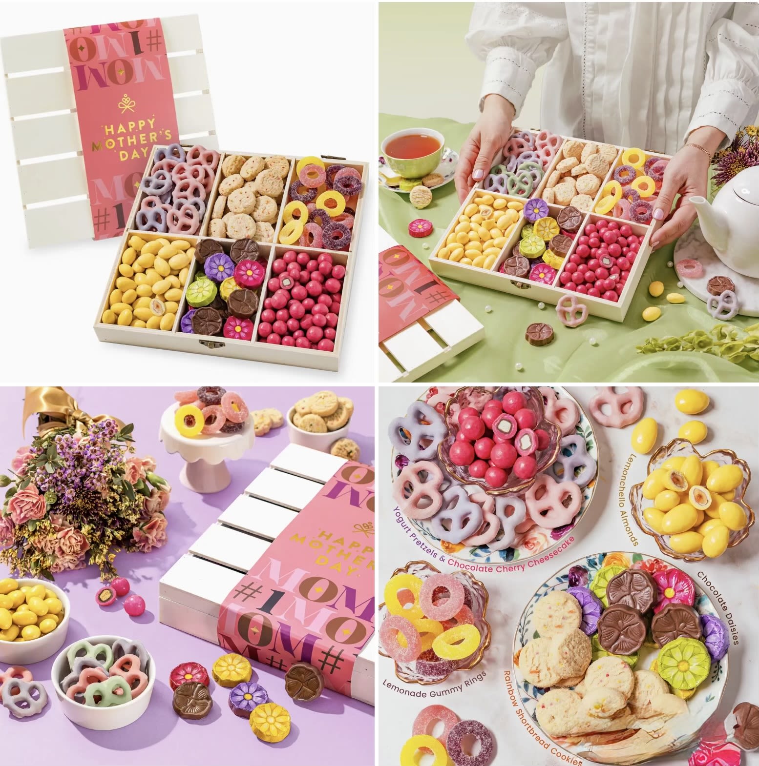 Lady of Luxury Sweet Assortment - Celebrate Mom with a stunning wooden crate filled with a colorful assortment of gourmet sweets and snacks. This elegant Mother’s Day gift box is perfect for moms, wives, grandmothers, sisters, and loved ones, making it a thoughtful and ready-to-gift option for Mother’s Day,  or appreciation gifts.