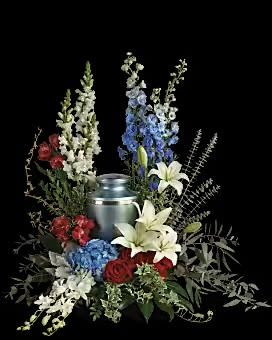 Reflections of honor cremation bouquet - An honorable life deserves an honorable celebration with this beautiful and patriotic arrangement