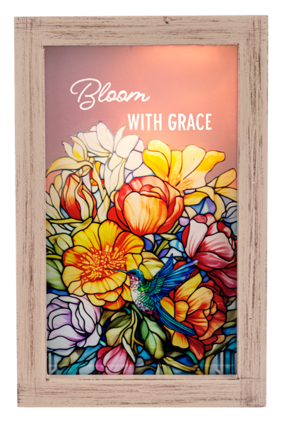 "Bloom with Grace"  Light up Scenic Plaque  - This cute little plaque stands 5 in tall and lights up. Perfect for any occasion. 