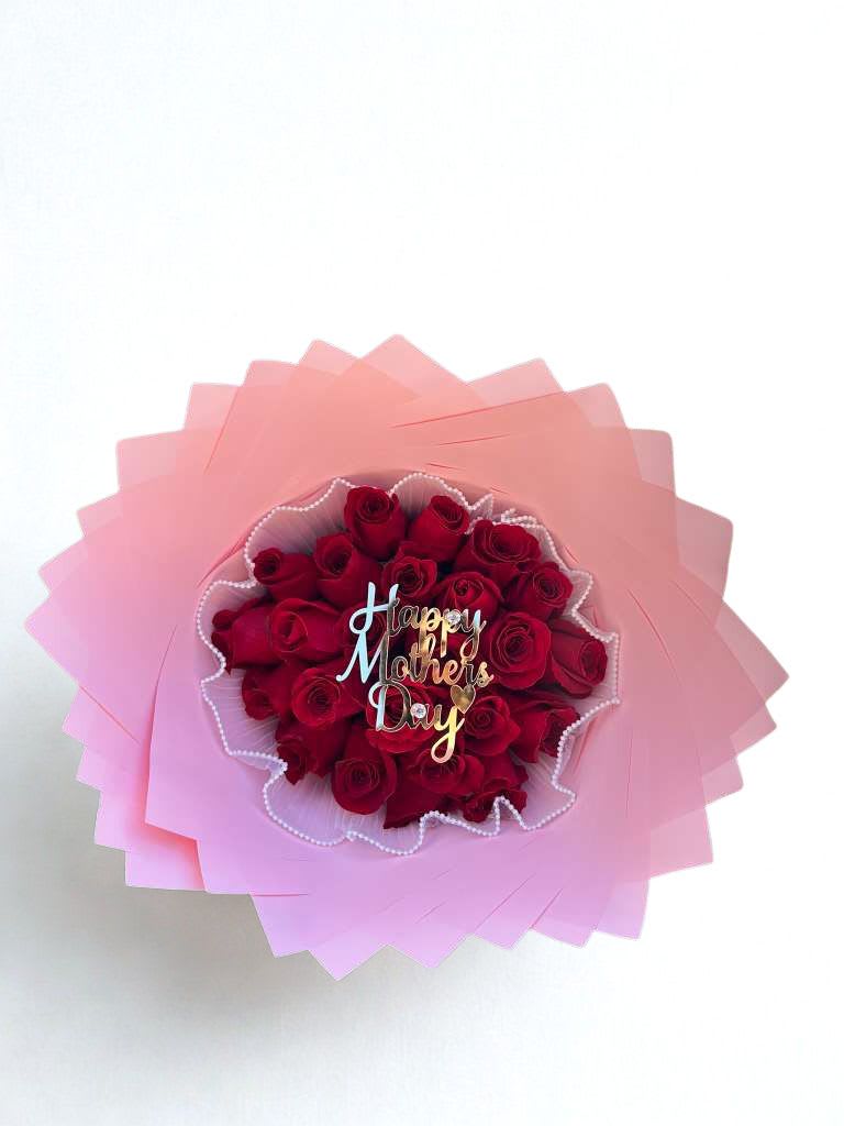 Mother's Love Red Roses  - Red roses with topper mother day 