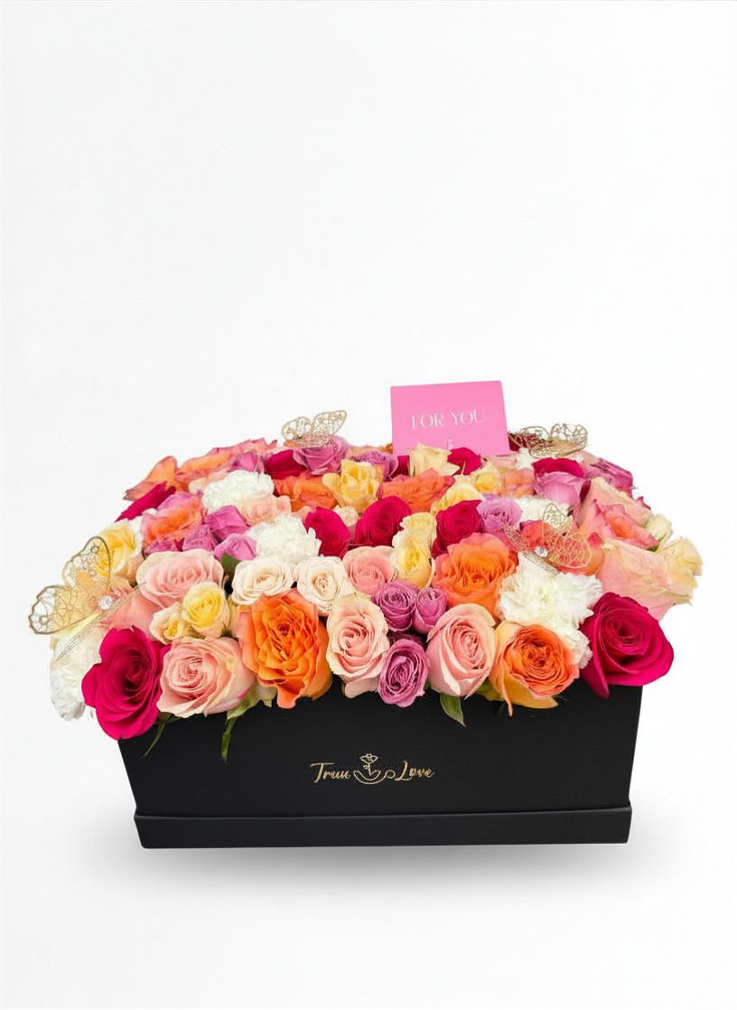 Colored Flower Box black  - big mix flowers box 