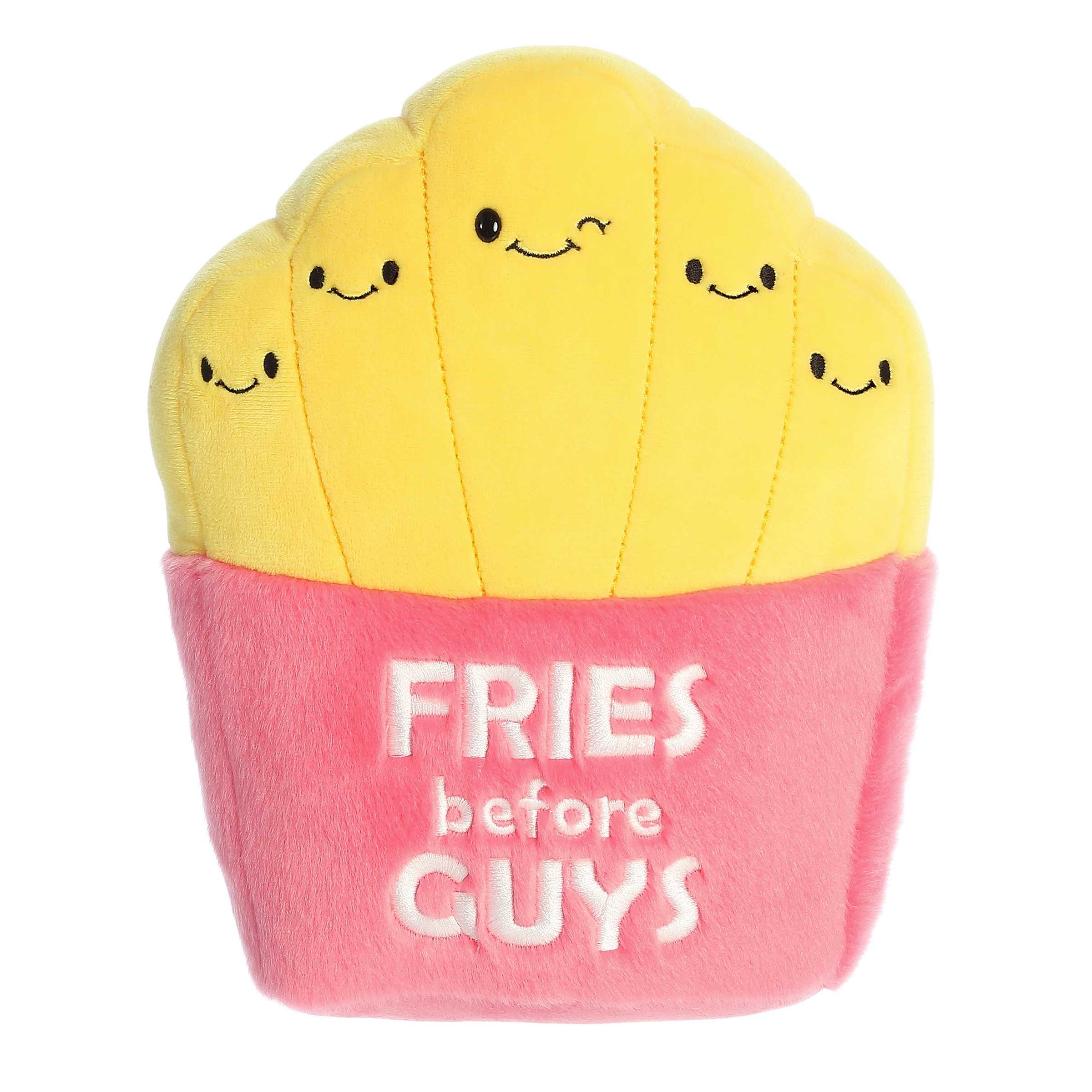 Plush- Fries Before Guys  - A cute and playful fries plush featuring smiling faces and a funny phrase. It's soft, colorful, and full of personality. It adds a fun and lighthearted touch wherever it goes. 