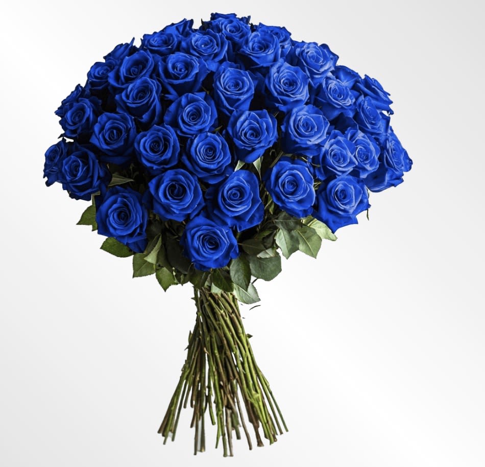 Sapphire Elegance Blue Rose Hand-Tied Bouquet - Dramatic and unforgettable, this hand-tied bouquet showcases a lush arrangement of vivid blue roses in a rich sapphire hue. Designed to stand out, each bloom is perfectly formed and tightly gathered to create a full, luxurious silhouette. The cool-toned palette gives this bouquet a contemporary edge, making it ideal for milestone celebrations, unique romantic gestures, or anyone who appreciates something a little different. Finished with naturally bound stems, it’s a statement piece that speaks of mystery, confidence, and refined style.