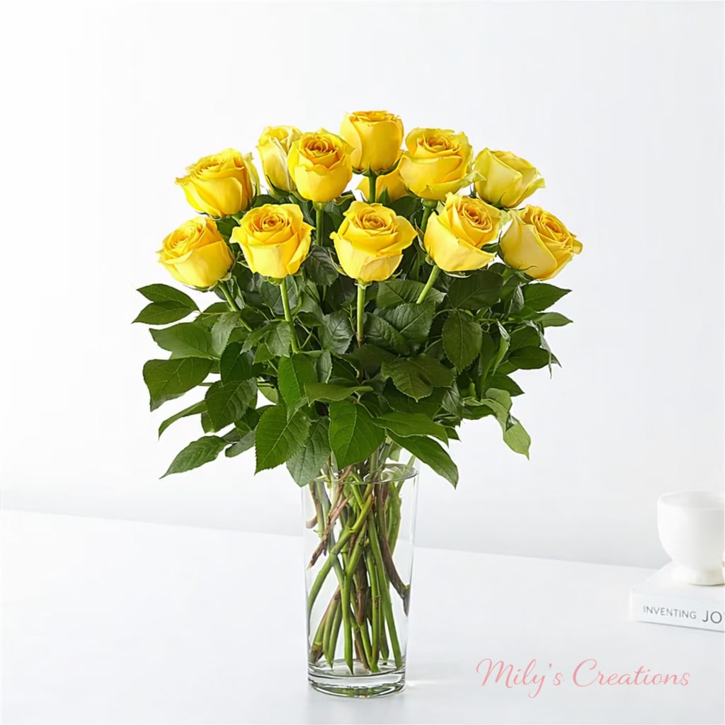 Long Stemmed Yellow Roses - Yellow roses are a great option to send a non-romantic love. Send yellow roses to your friend or family member to brighten up their space and celebrate them! Yellow roses are a good gift for graduations, birthdays, or celebrating an accomplishment like a new job. STANDARD 12 ROSES DELUXE 24 ROSES PREMIUM 36 ROSES
